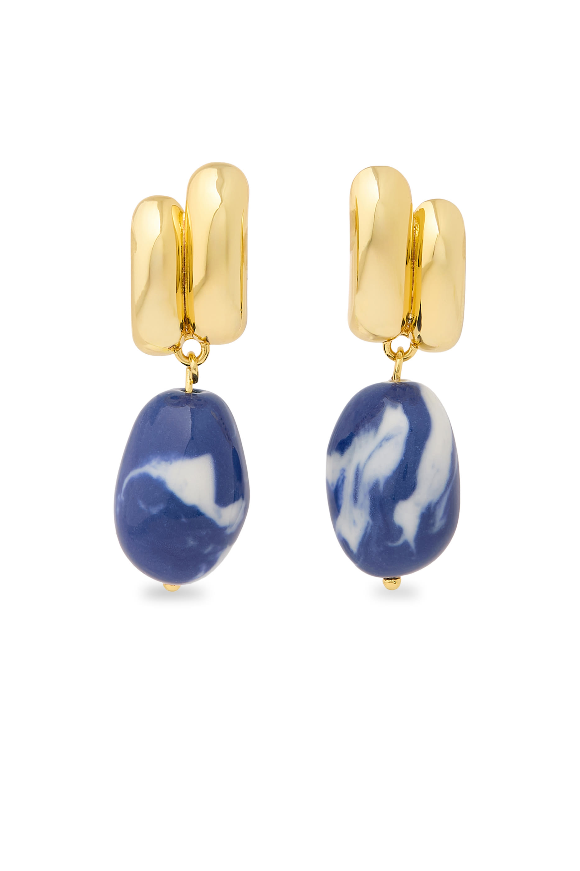 أقراط إيريس مزينة بخرز سيراميك، فضة مطلية بذهب عيار 18 قيراط