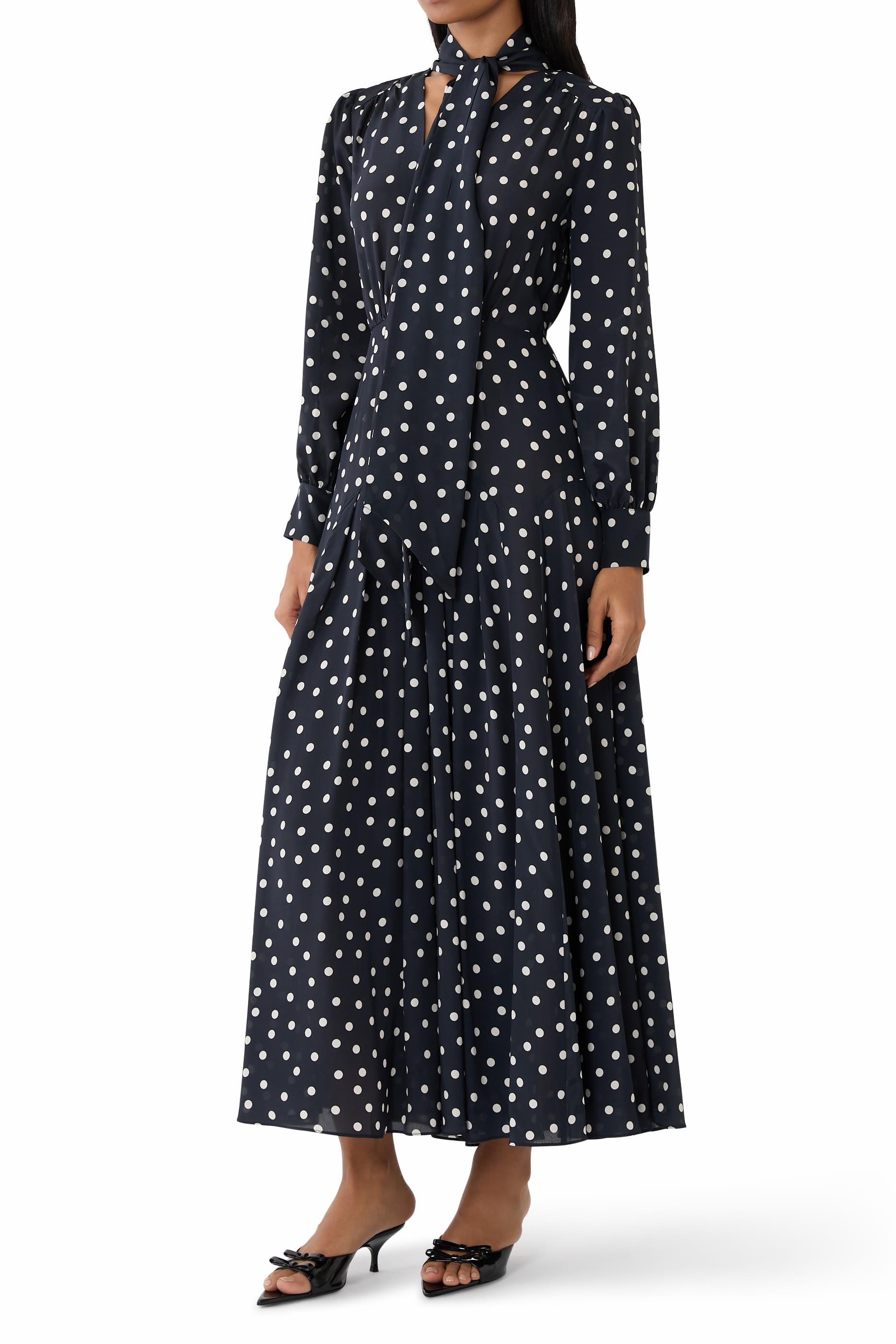 فستان ماريجولد متوسط الطول حرير