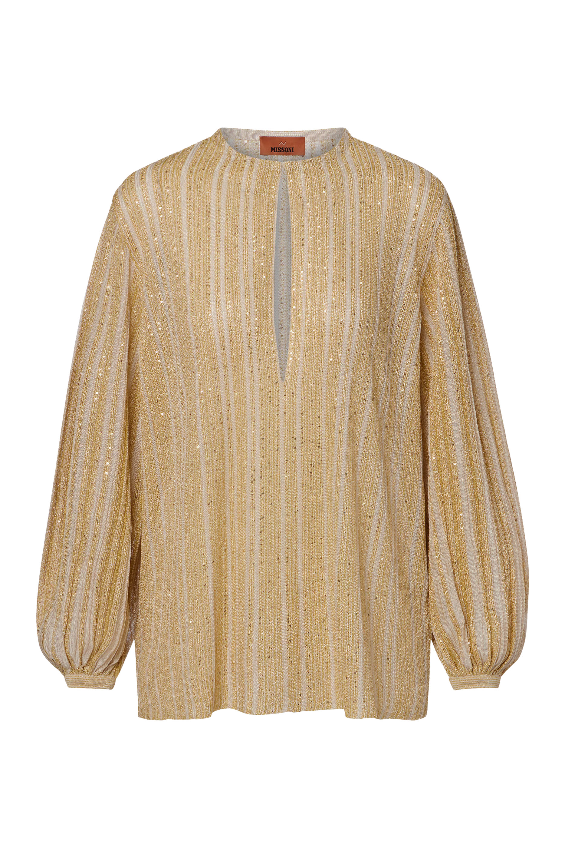 بلوزة بفتحة وخيوط لامعة