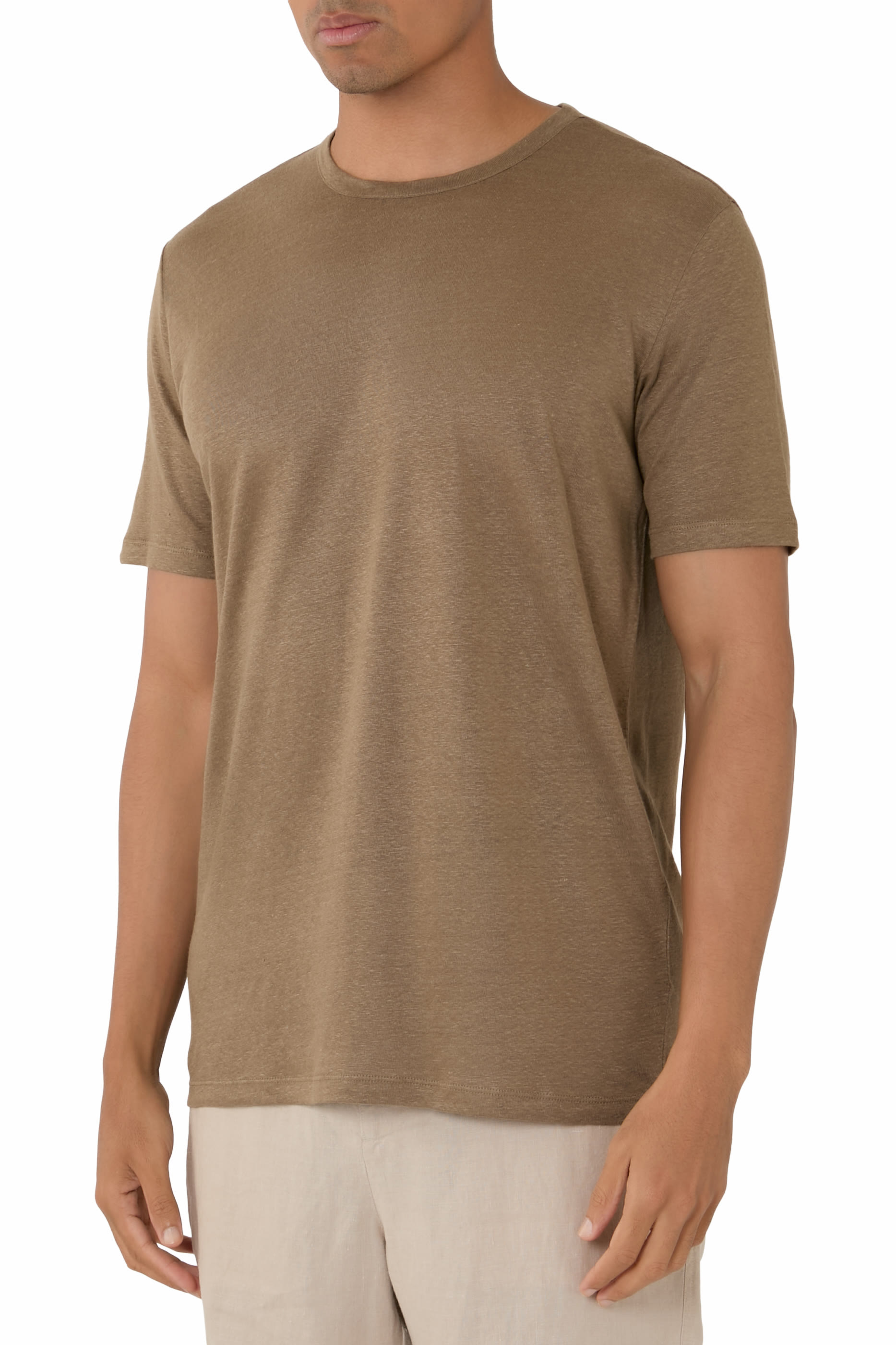 تيشيرت بأكمام قصيرة كتان