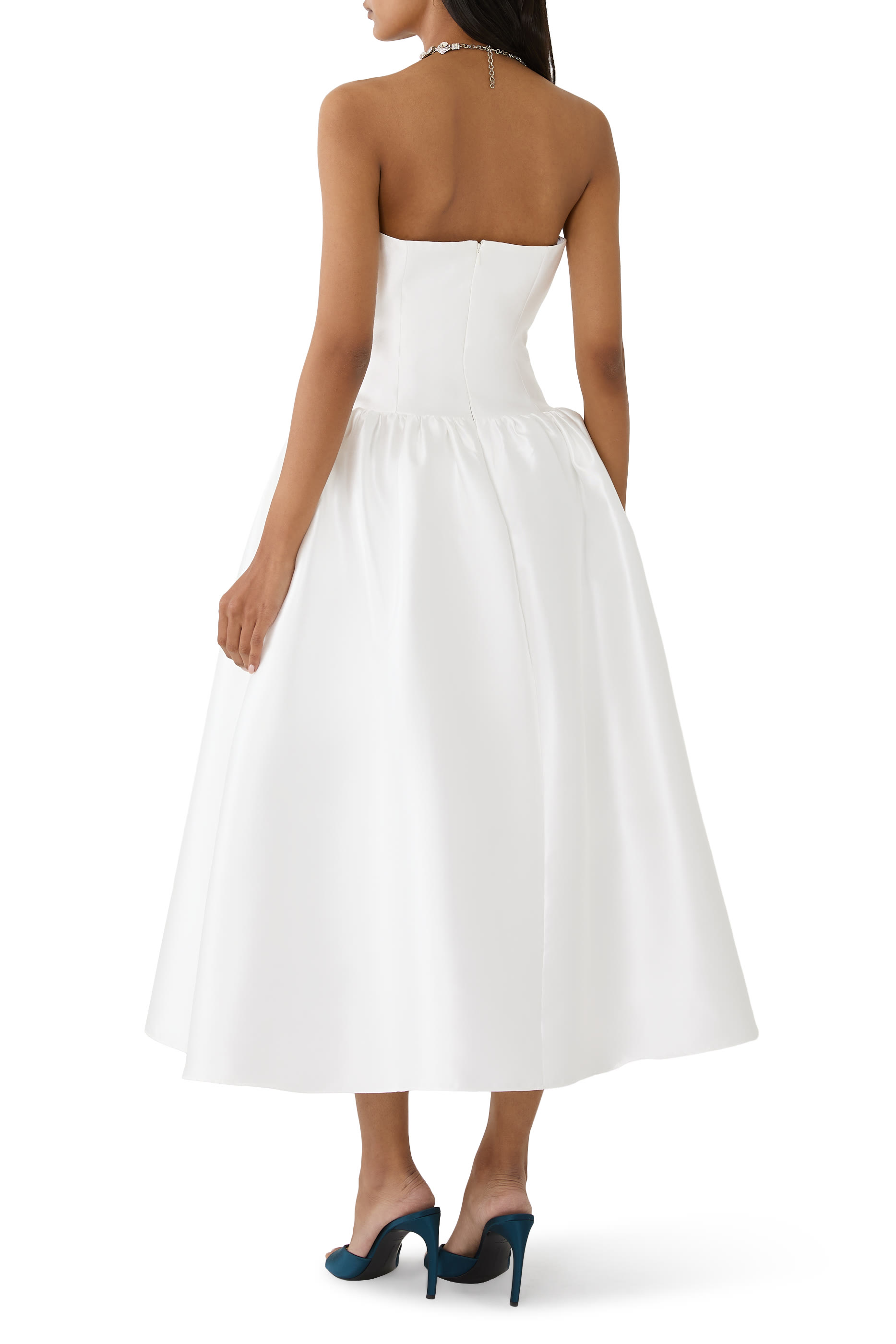 Taffeta Strapless Midi Dress
