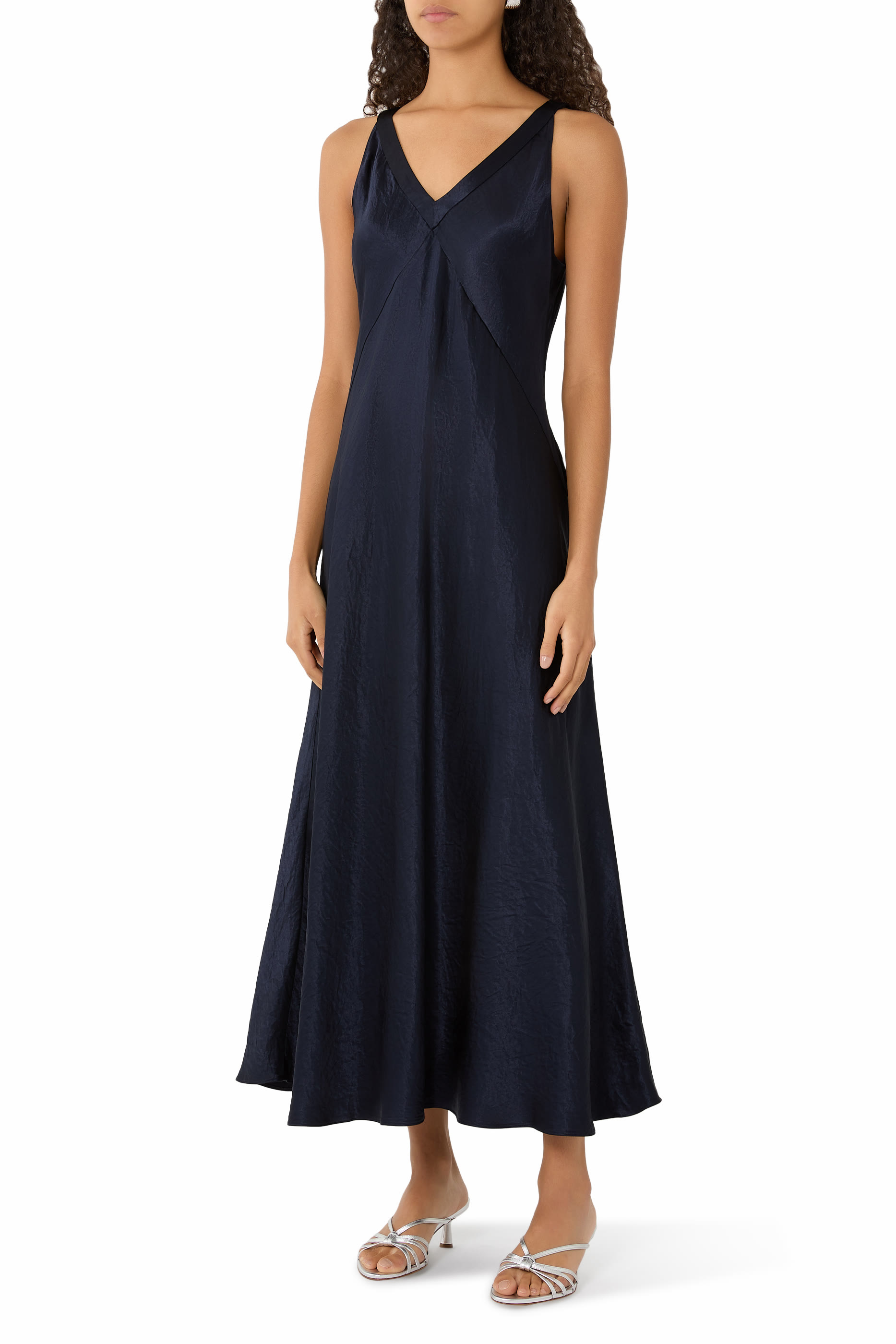 فستان بياقة V ستان بارز الملمس