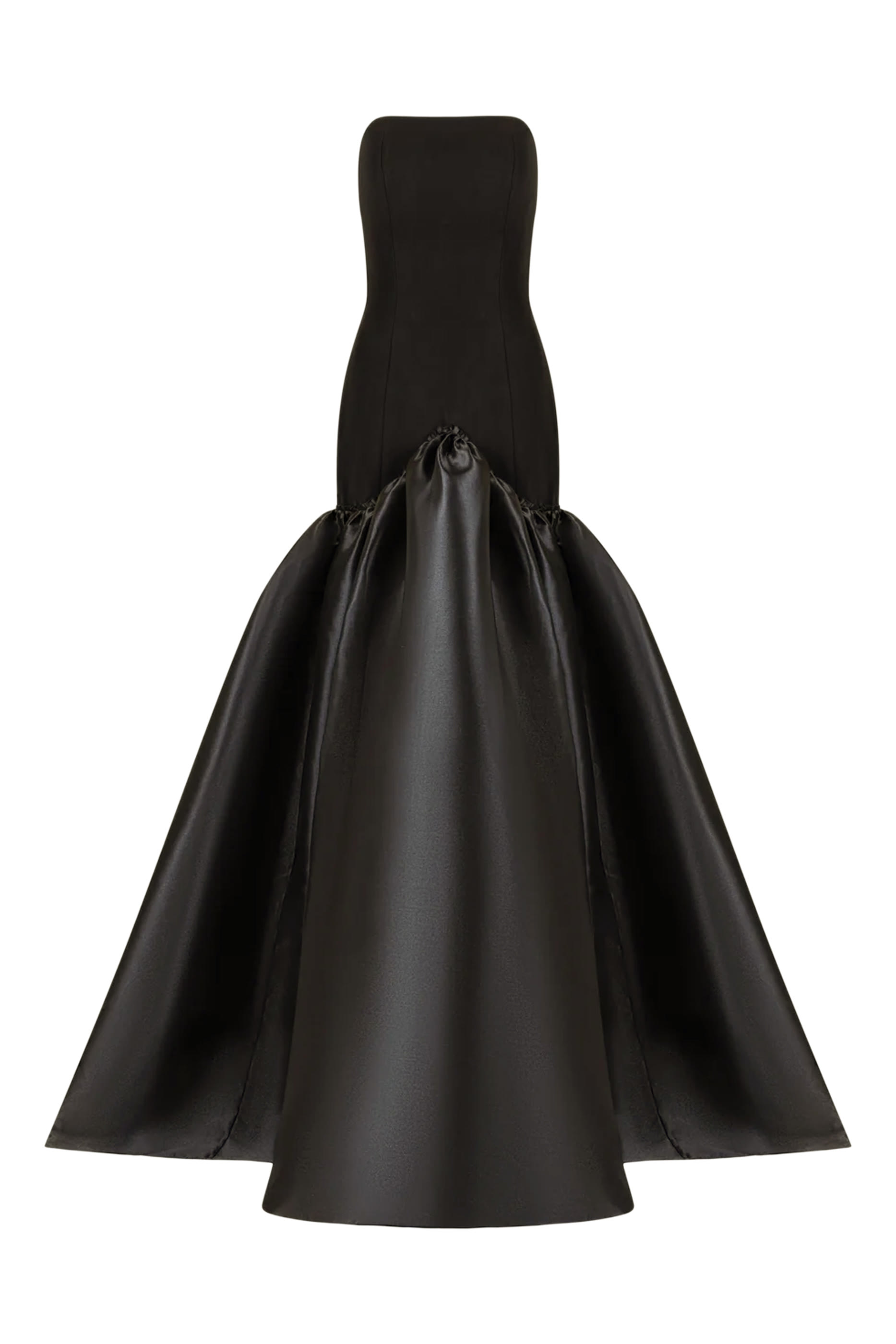 فستان سهرة بلا حمالات بحافة واسعة