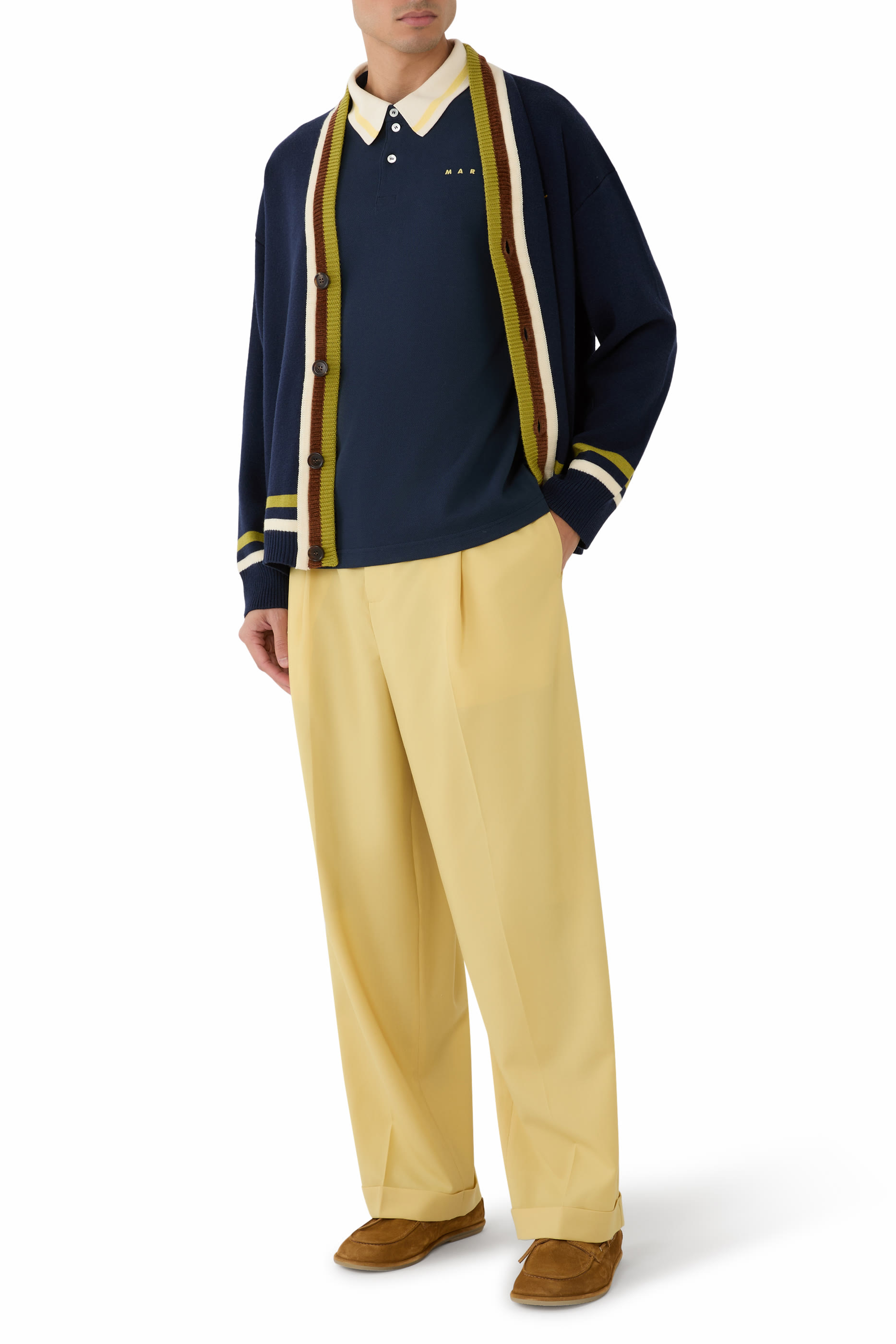 بنطال بطيات صوف تروبيكال