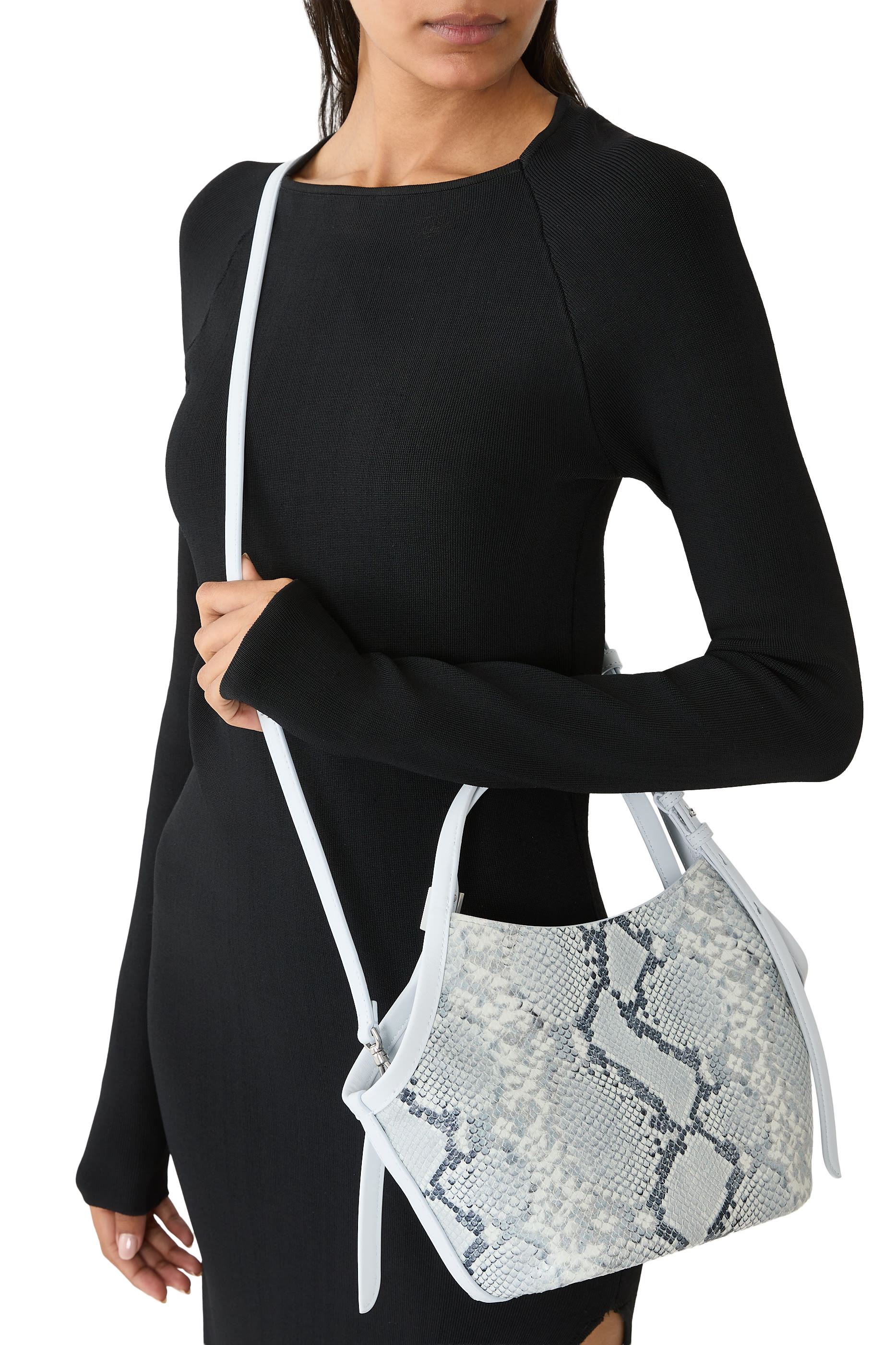 حقيبة يد ديكو صغيرة بنقشة جلد تمساح بتفاصيل زهرة توليب