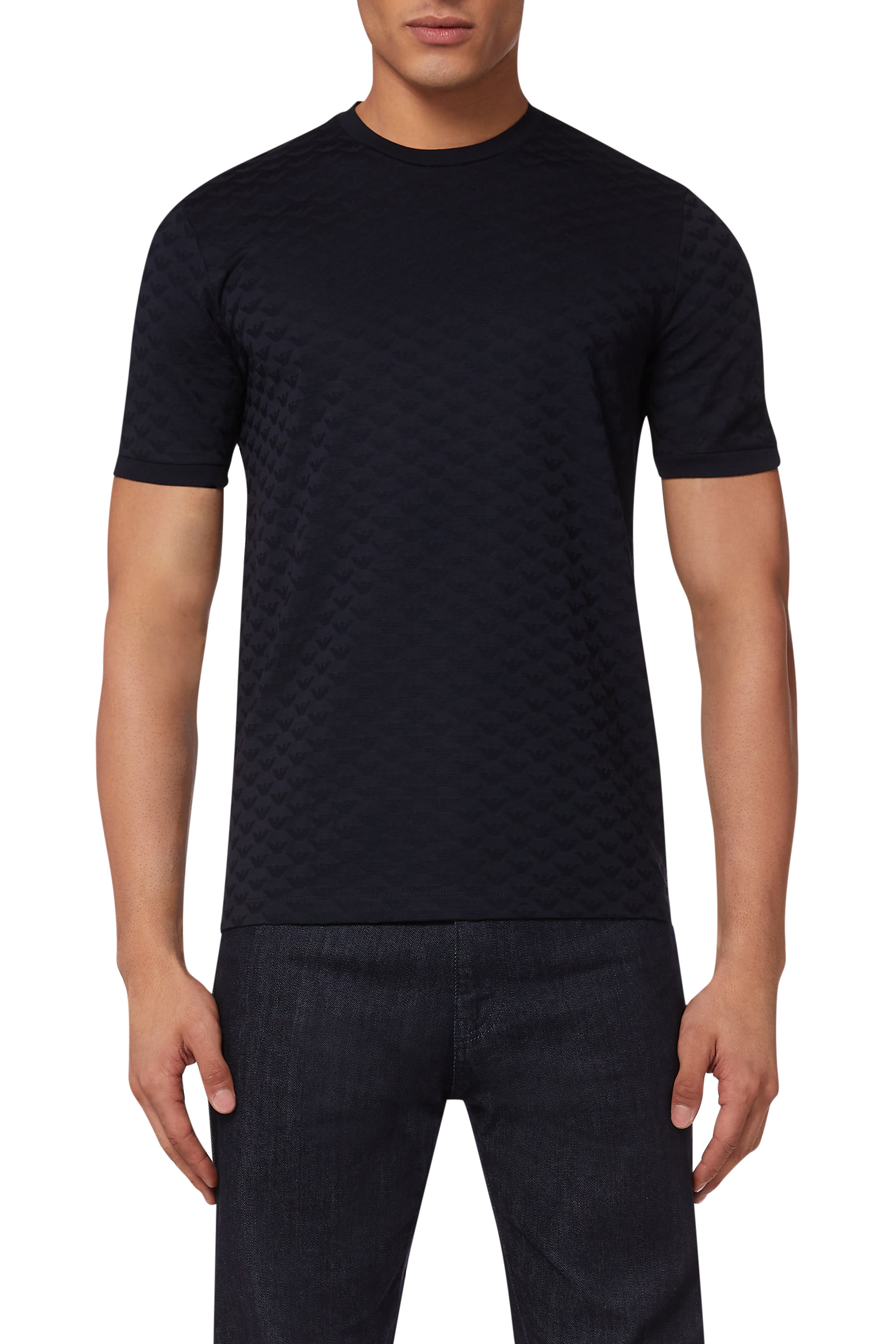 تي شيرت جيرسيه بشعار النسر وأحرف شعار الماركة جاكار