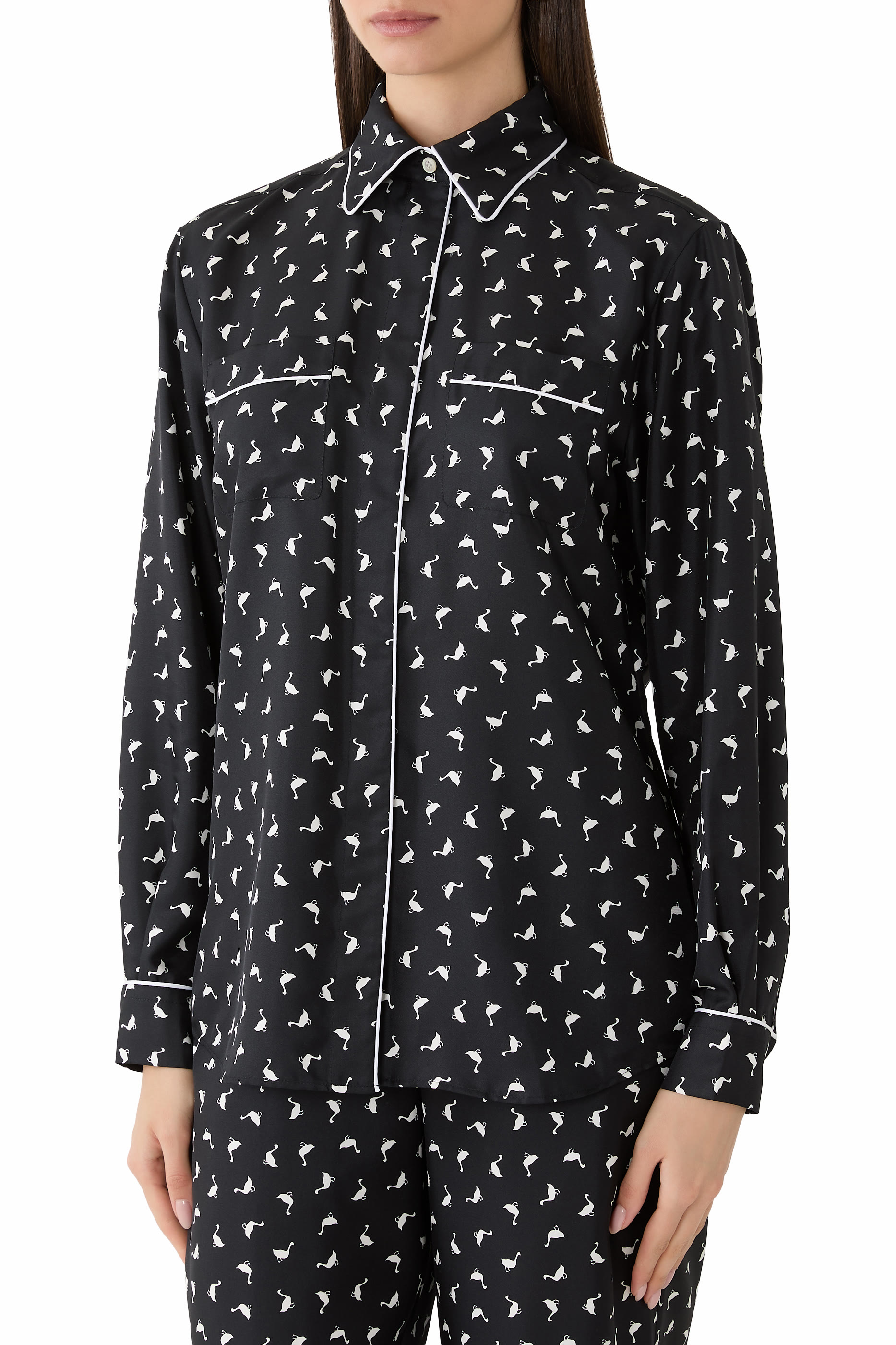 قميص بطبعات حرير