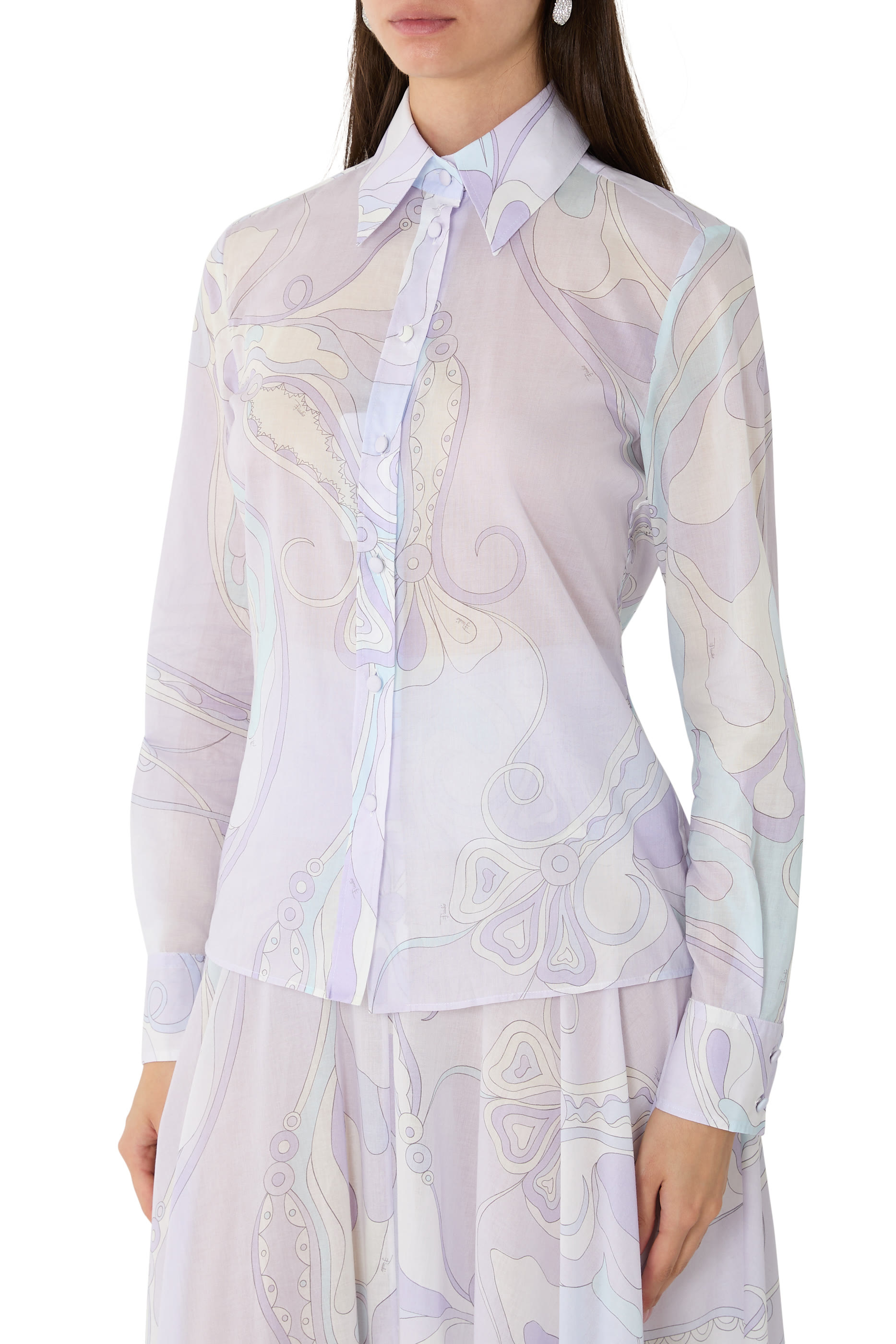 قميص بنقشة أوركيدي قطن