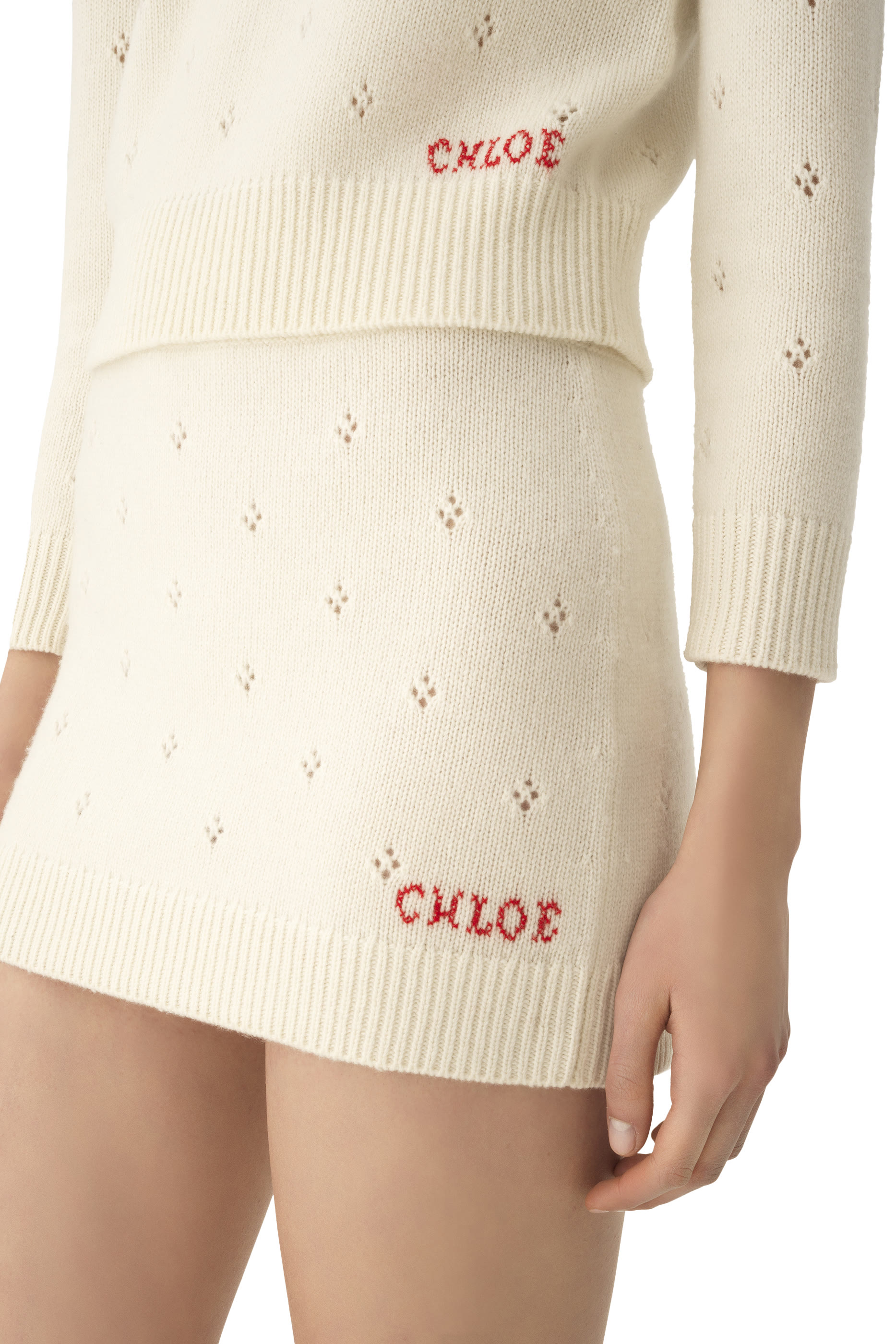 تنورة بقصة ضيقة قصيرة نسيج صوف وكشمير