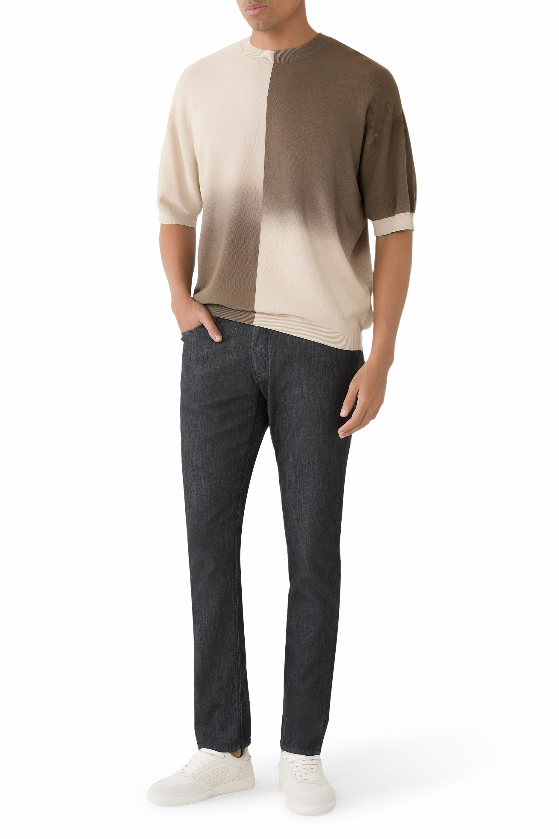 تيشيرت بأقسام ألوان متدرجة قطن 