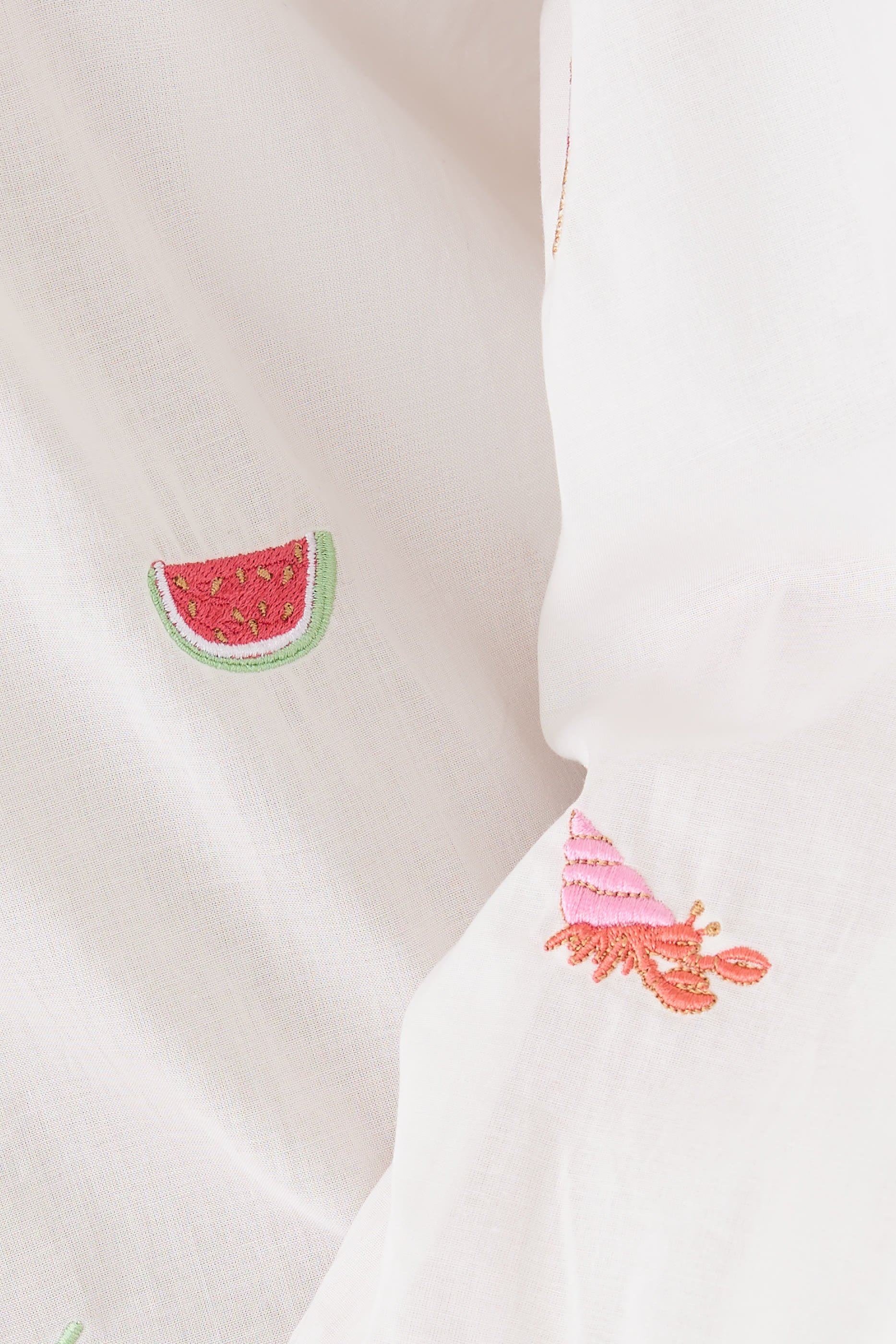 قميص أليا بتصميم فضفاضة مطرز بأكمام طويلة