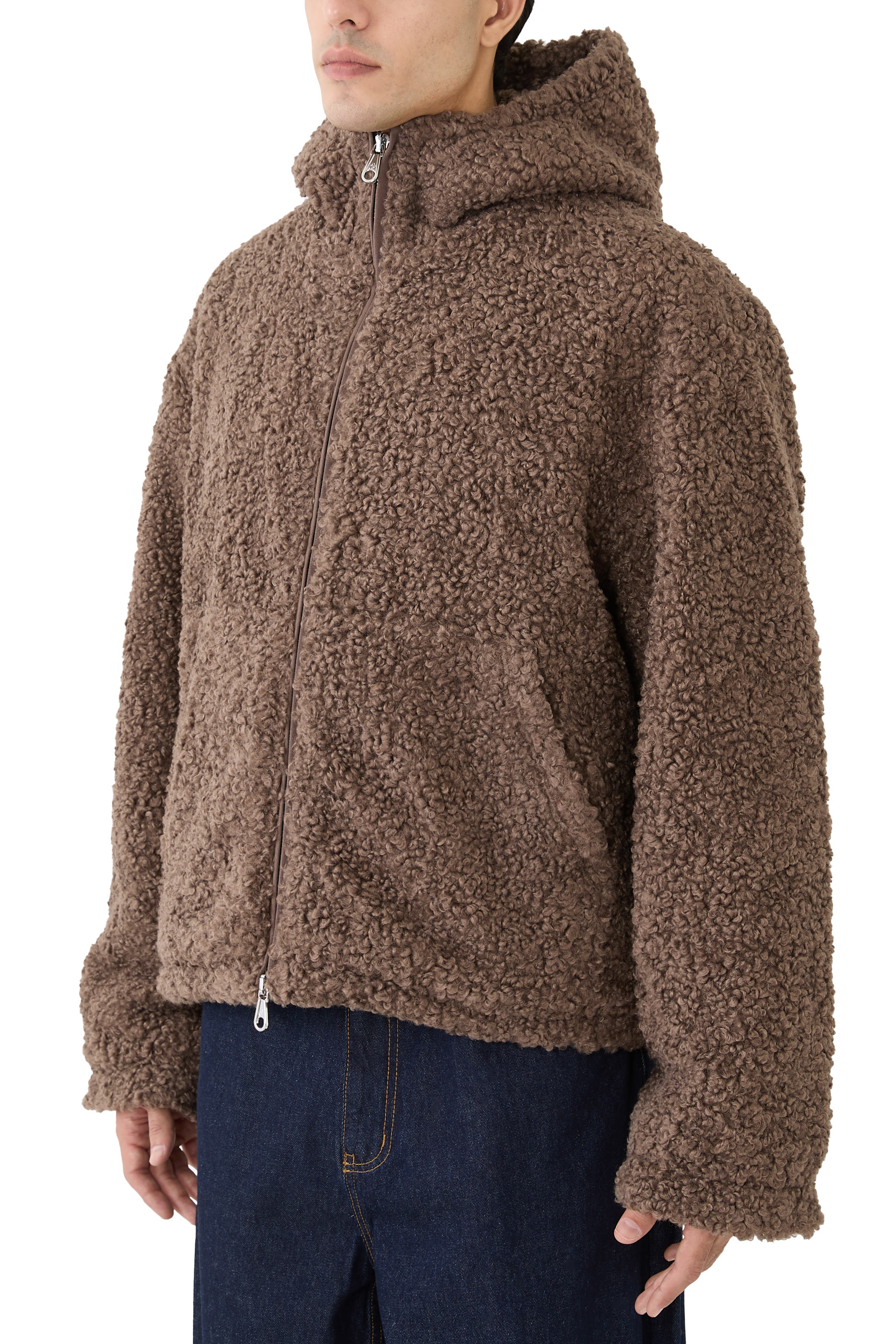 سويت شيرت بسحاب كامل وغطاء رأس صوف