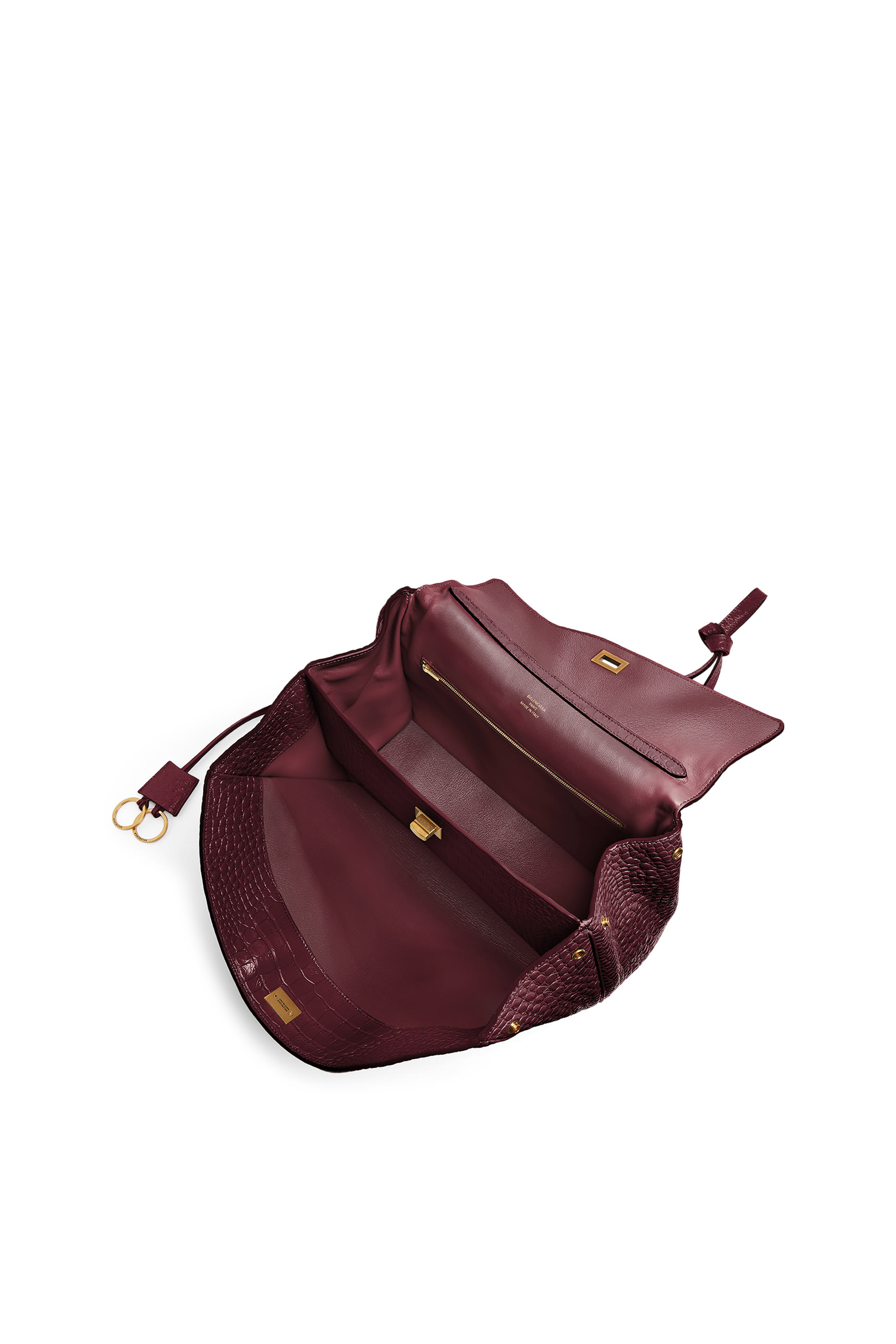 حقيبة يد روديو متوسطة جلد بنقشة جلد تمساح