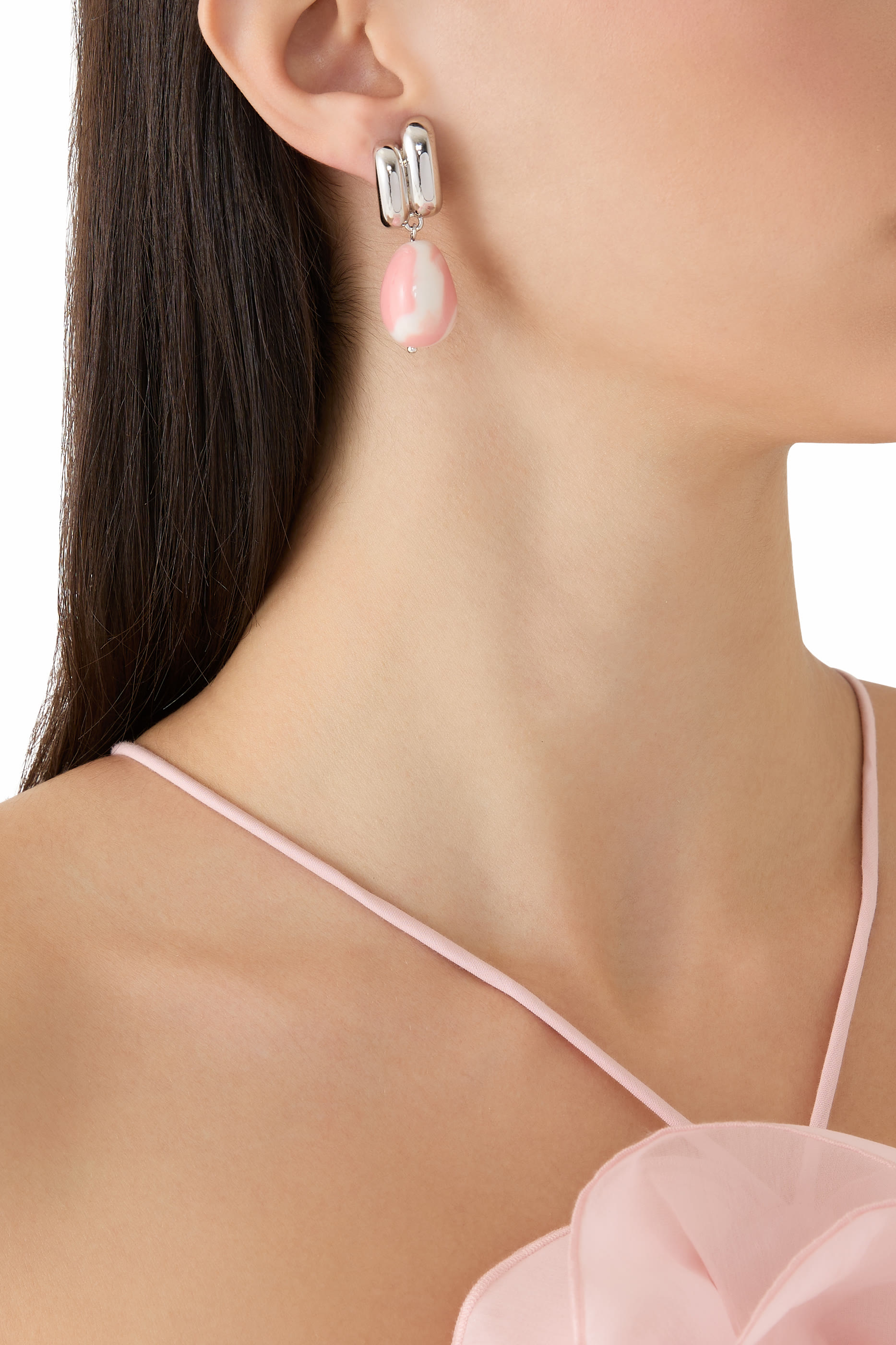 أقراط إيريس مزينة بخرز سيراميك، فضة إسترلينية