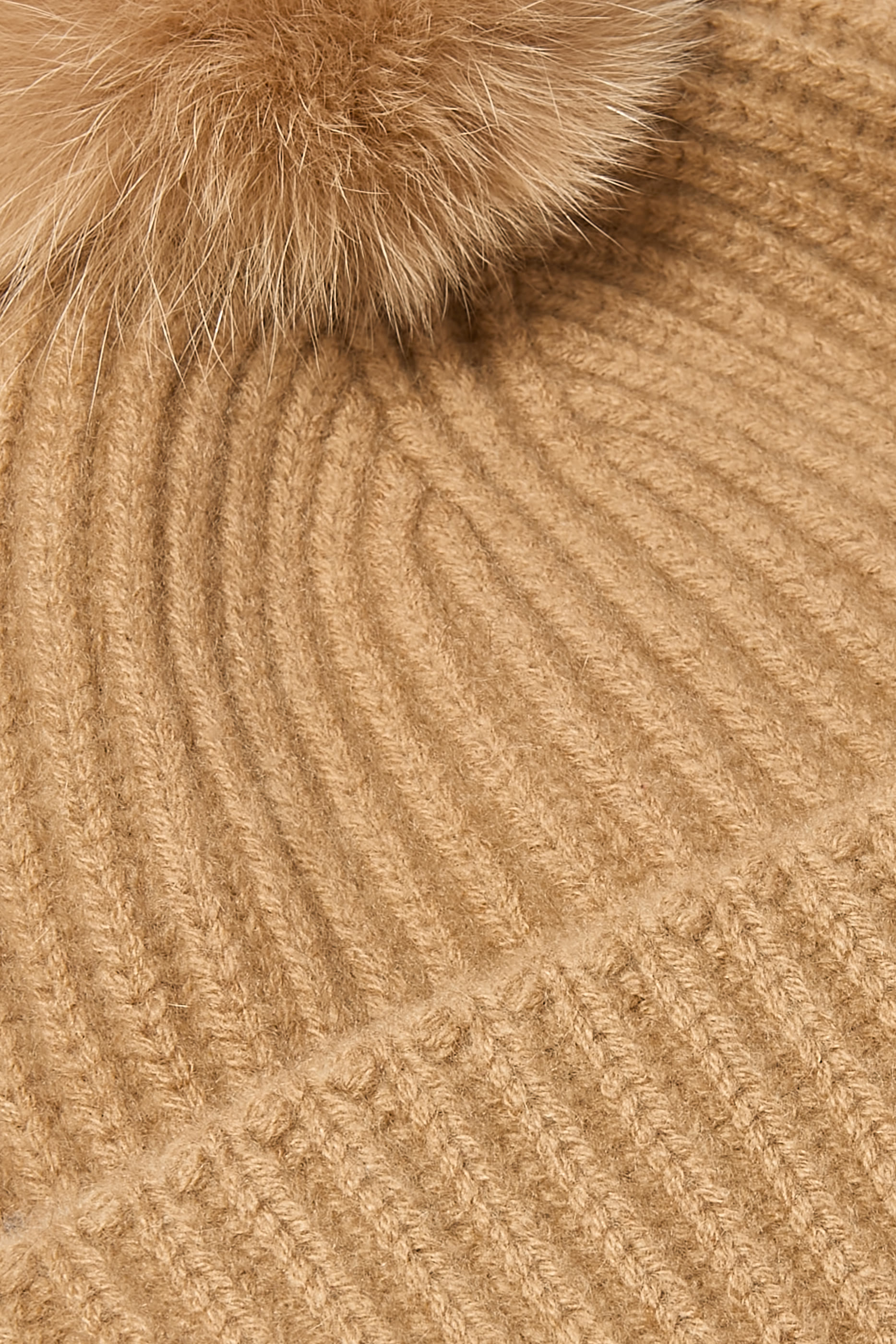 قبعة بيني كشمير منسوجة بكرة بوم بوم من فرو الثعلب