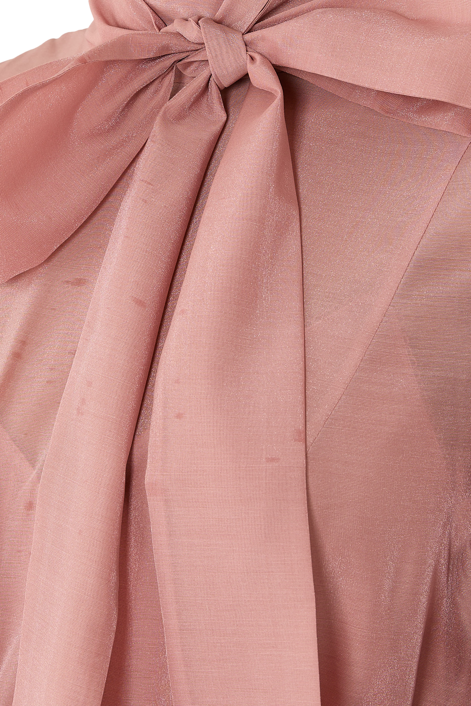 فستان متوسط الطول بأكمام مطوية