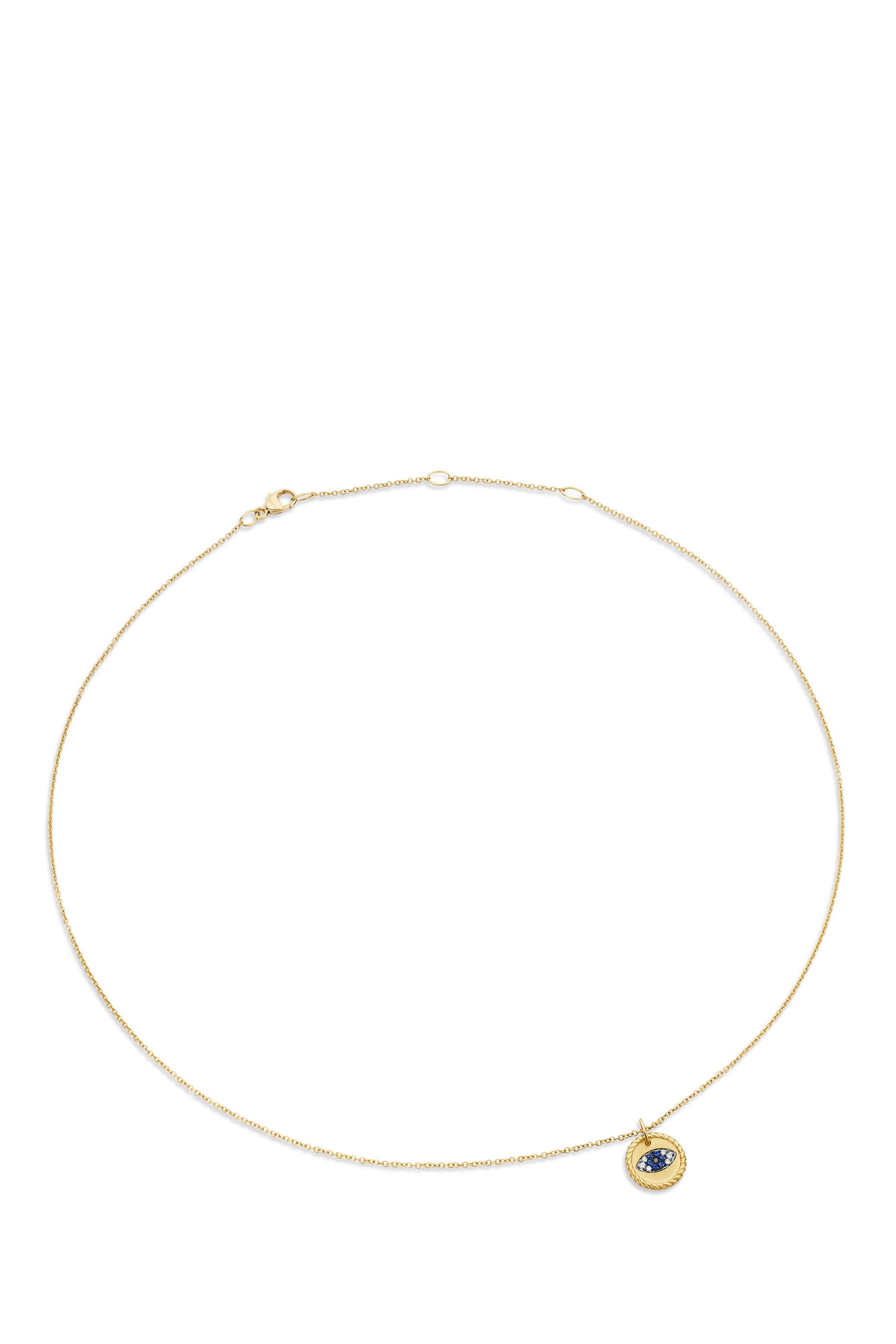 قلادة كابل كوليكتبلز بدلاية بتصميم عين حسود مرصعة بالياقوت الأزرق والماس والماس الأسود، ذهب أصفر عيار 18