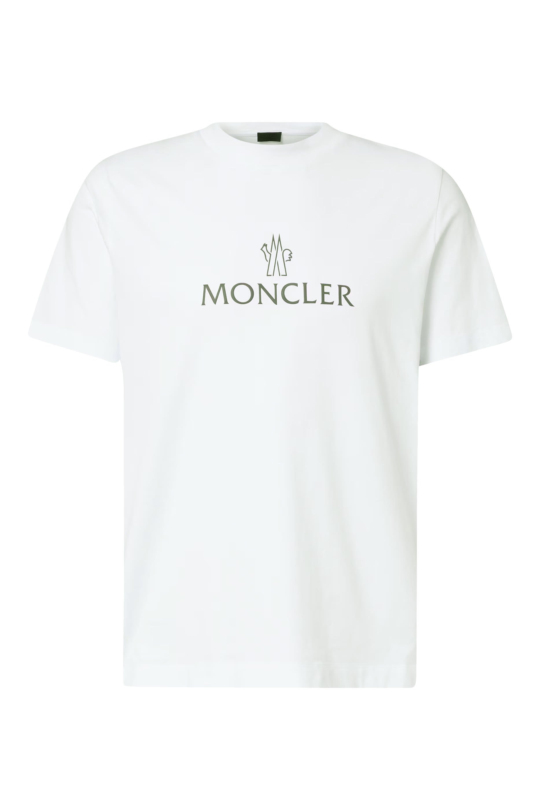 تيشيرت بياقة ضيقة ونقشة شعار الماركة