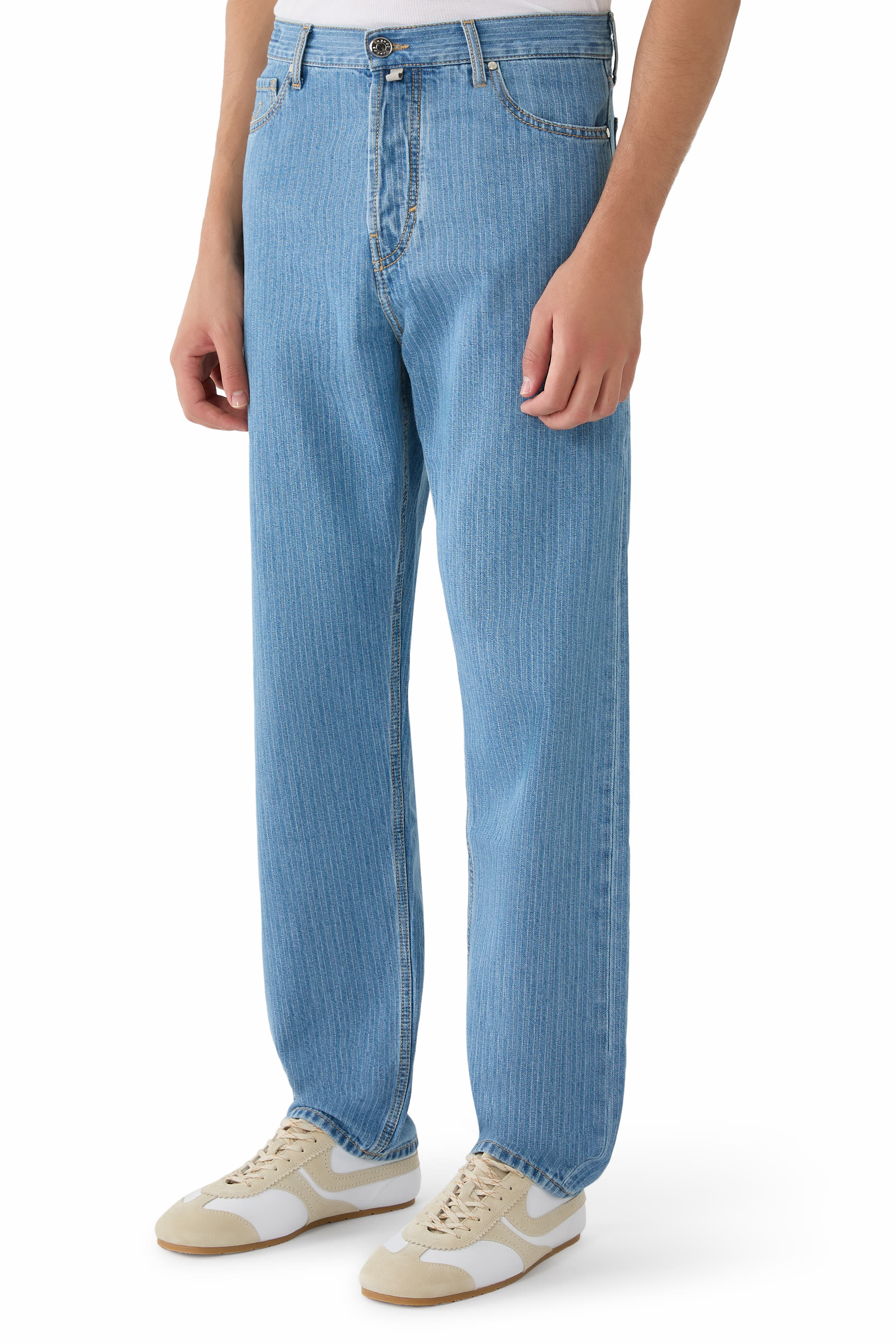 بنطال جينز شون بقصة ساق مستقيمة مريحة وخمس جيوب