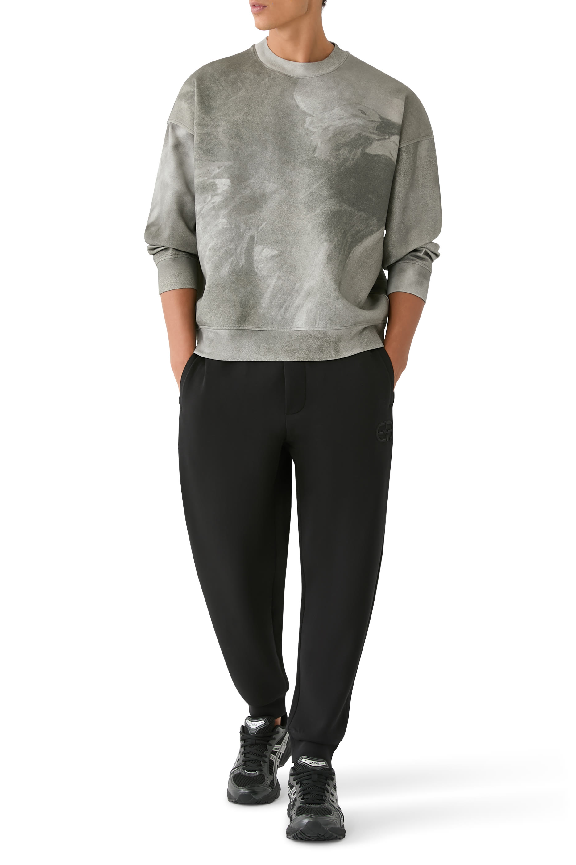 بنطال رياضي مطرز بشعار الماركة جيرسيه مزدوج