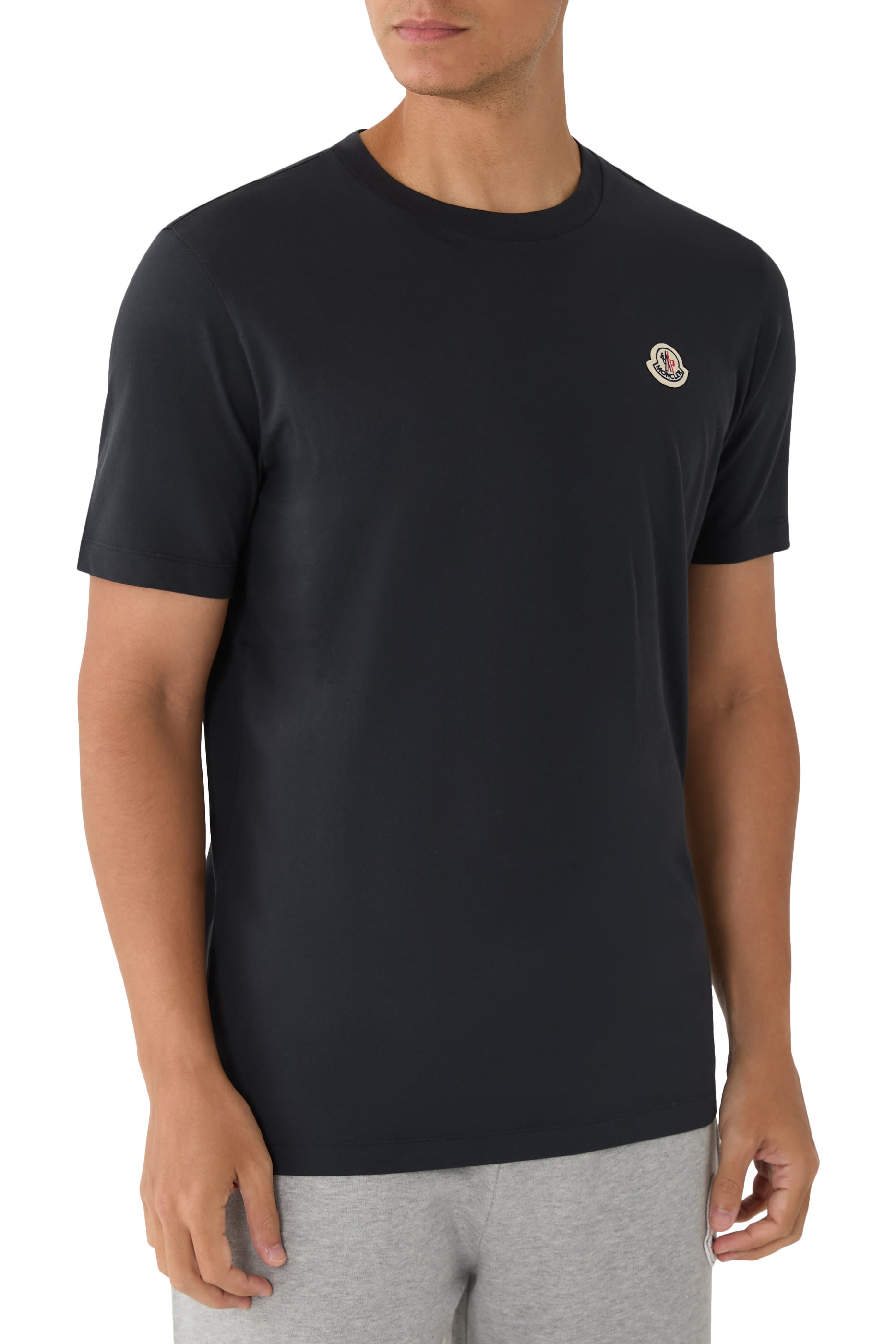 طقم تيشيرت برقعة شعار الماركة قطن، 3 قطع