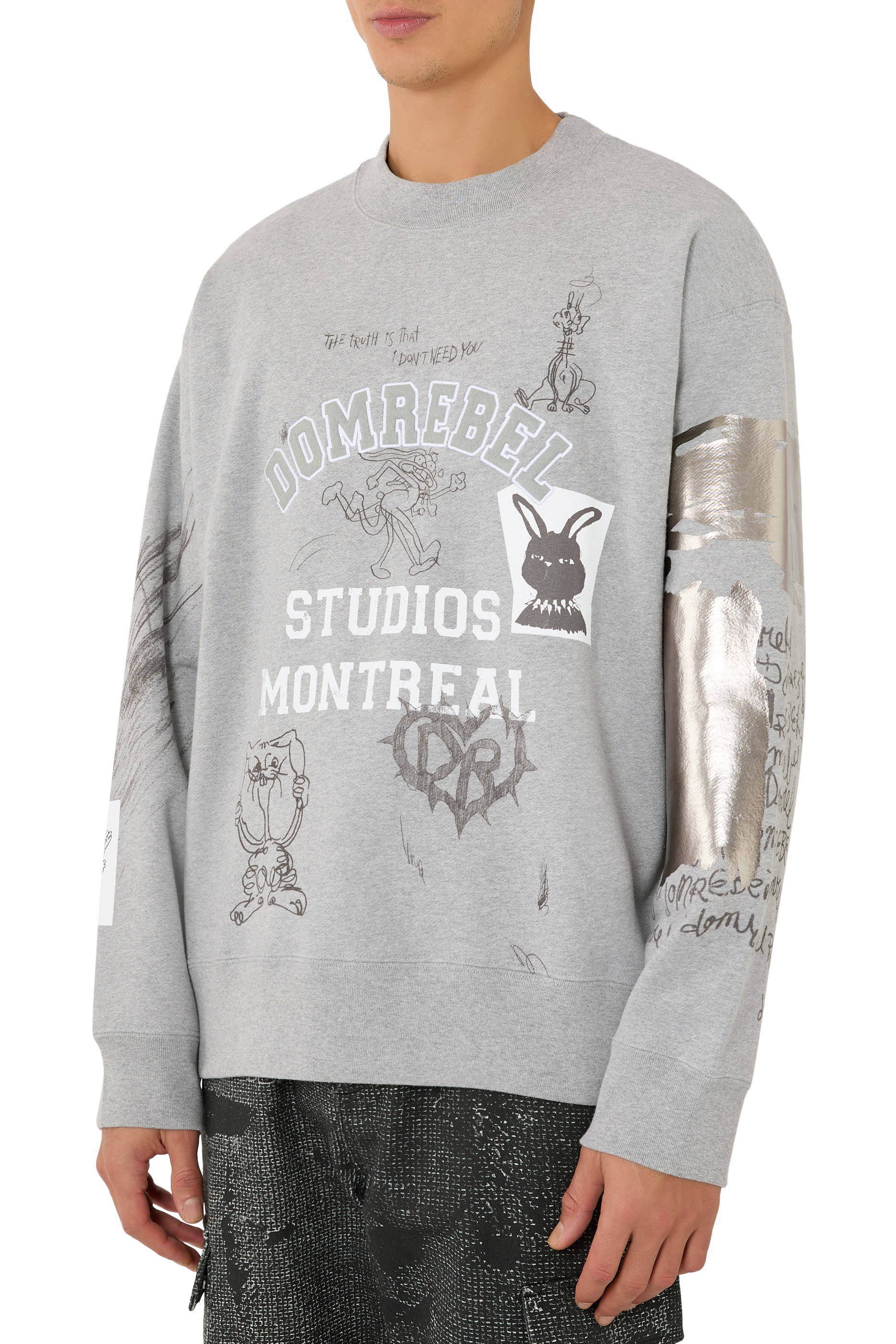 سويت شيرت بنقشات بتصميم جامعي