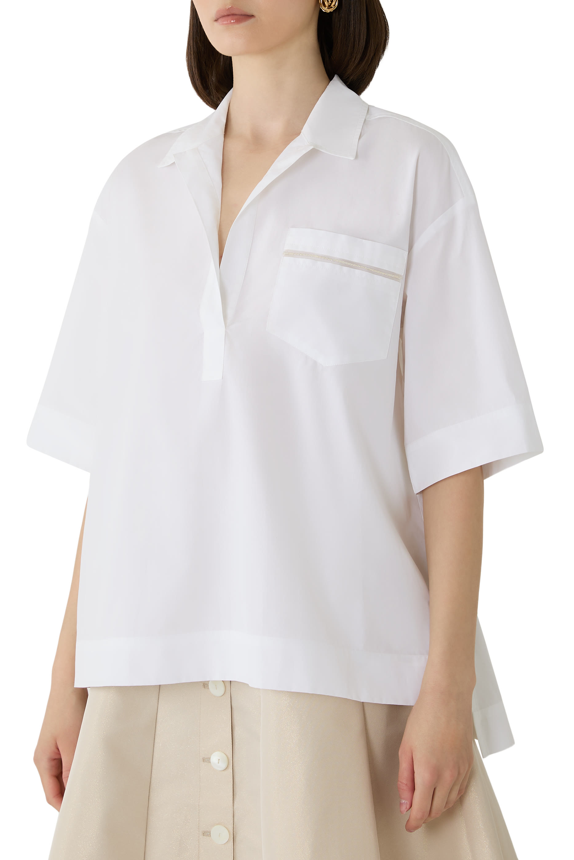 Poplin Short Sleeve Shirt with Diamante