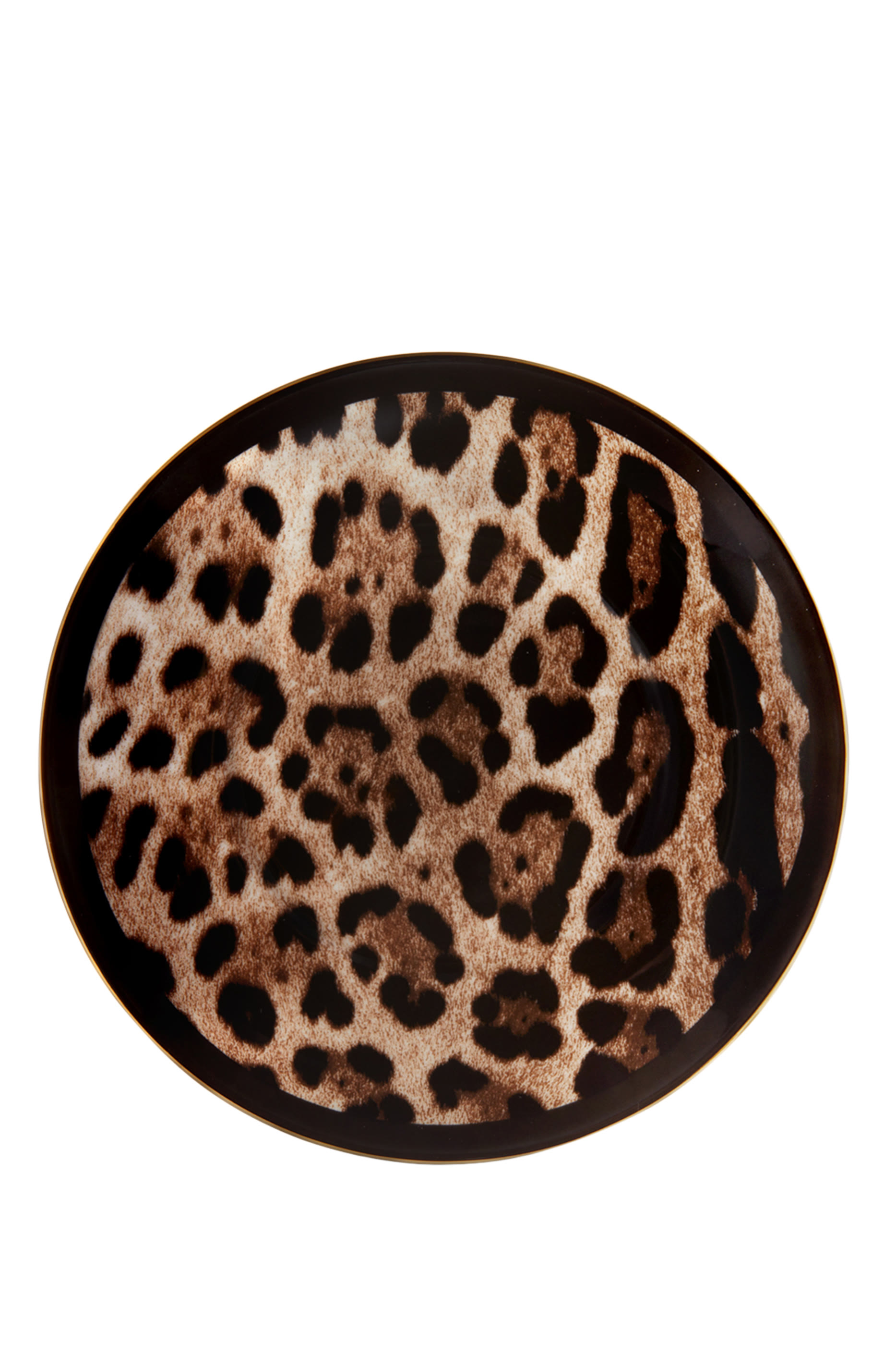 طقم فنجان شاي وطبق بنقشة جلد فهد