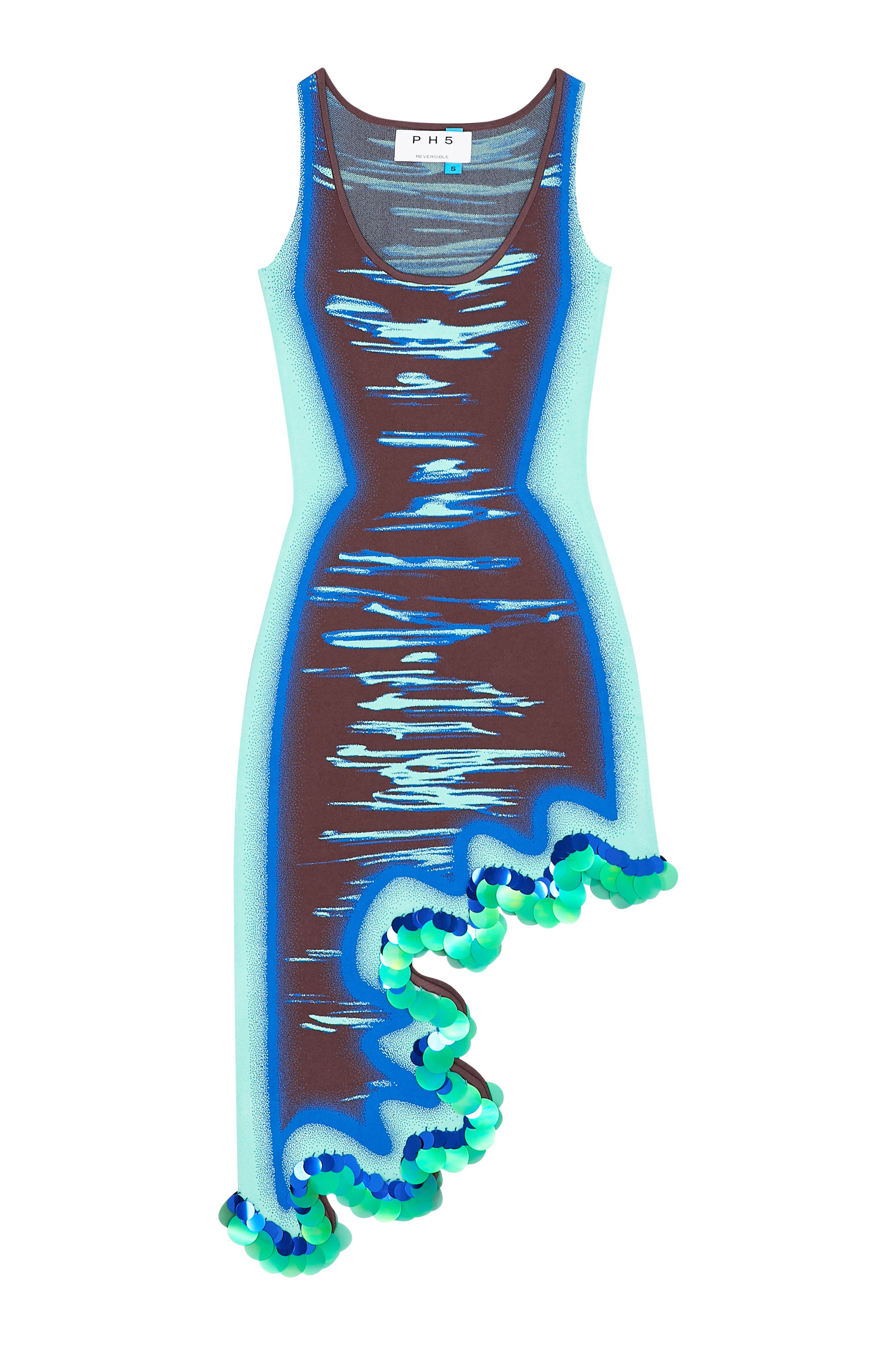 فستان روبين بتصميم مموج بوجهين مزين بترتر