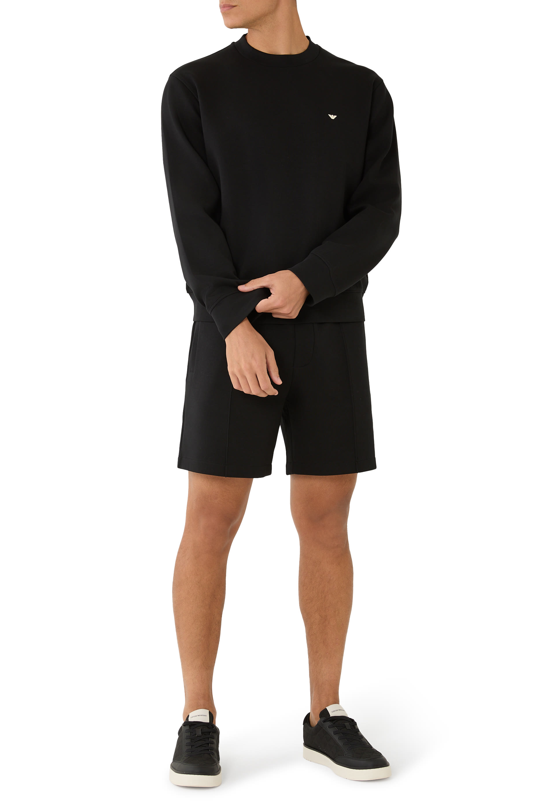 سويت شيرت بشعار الماركة صغير مطرز جيرسيه مزدوج