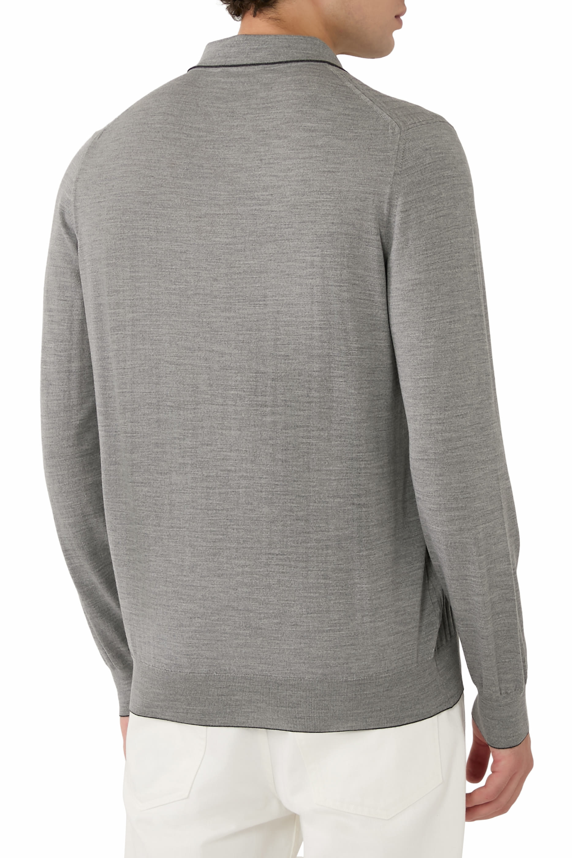 تيشيرت بولو بأكمام طويلة وسحاب