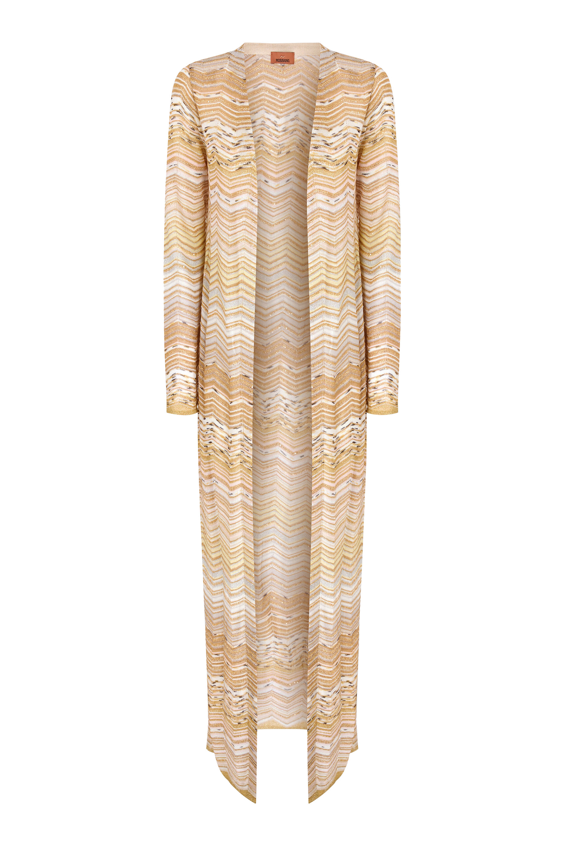 كارديغان طويل بنمط شيفرون مزين بترتر