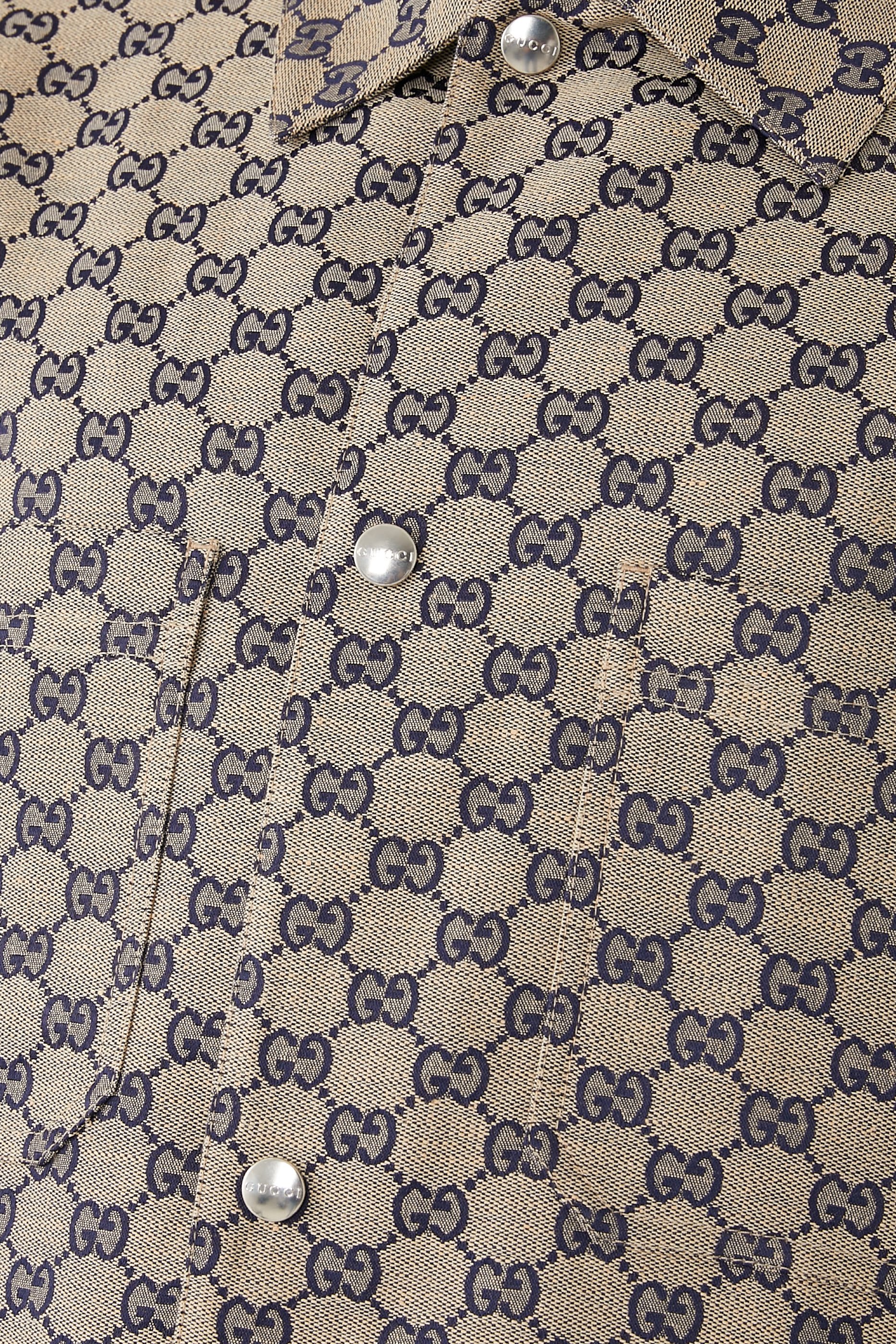 جاكيت بنقشة حرفي شعار الماركة مزيج كتان وقماش قنب