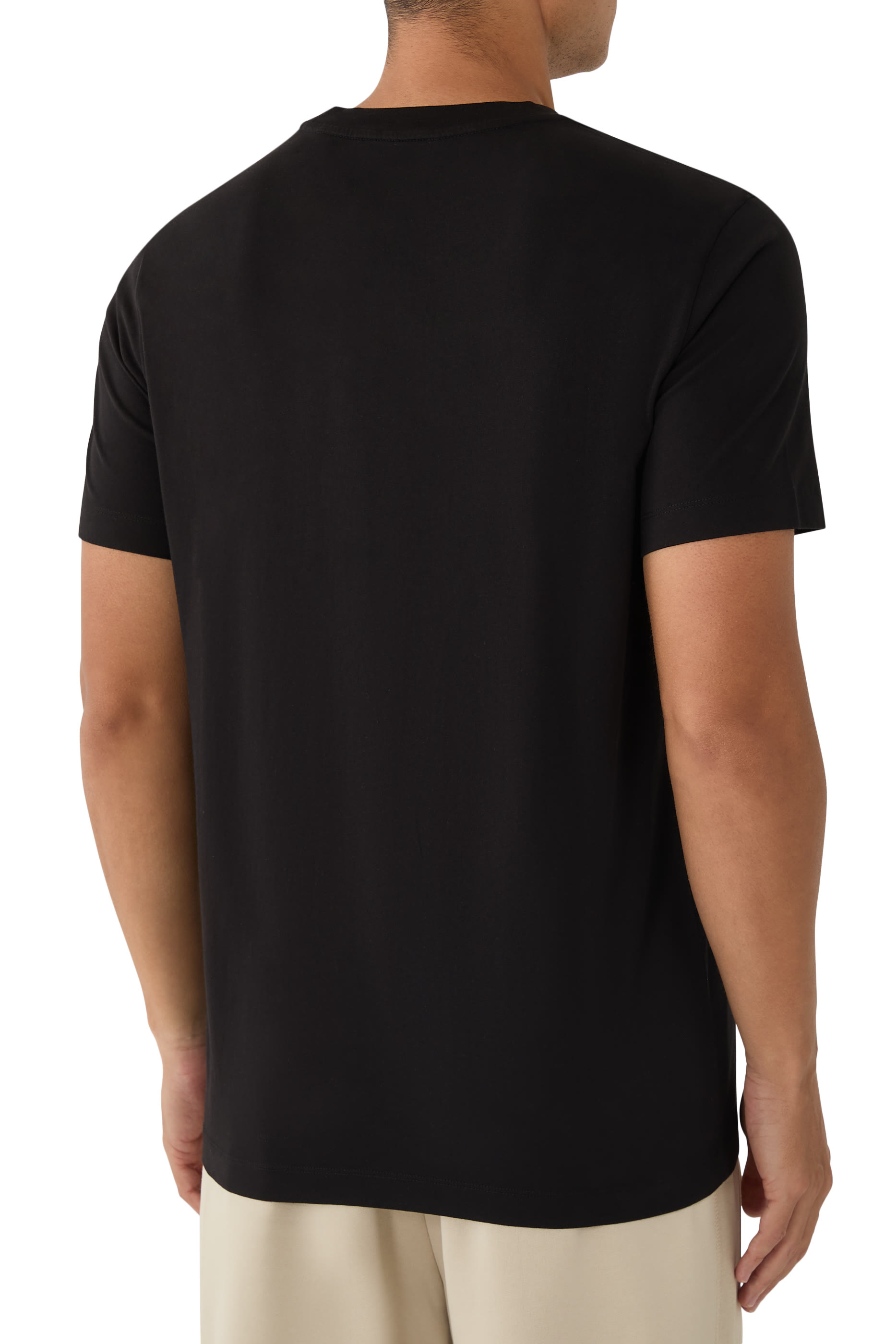 طقم تيشيرت برقعة شعار الماركة قطن، 3 قطع