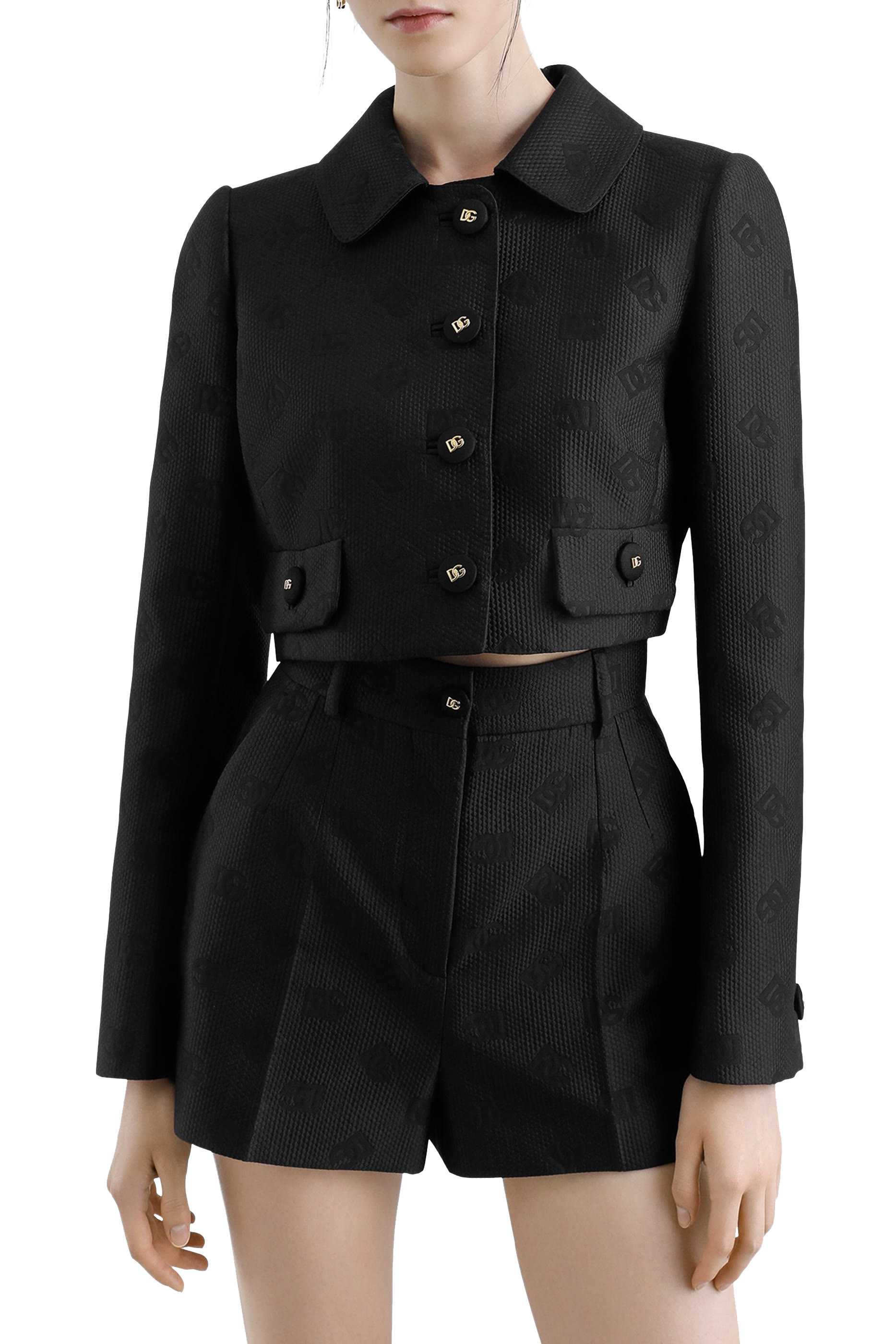 جاكيت بقصة قصيرة مزين بشعار الماركة بالكامل جاكار