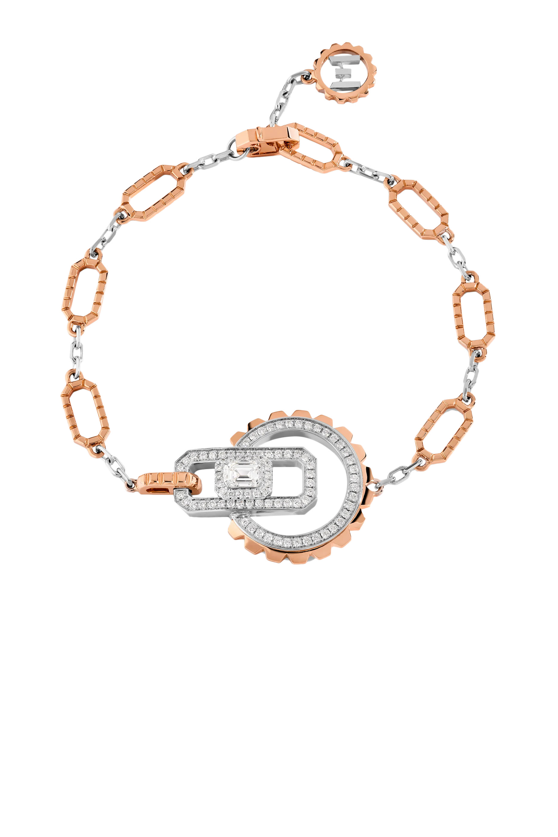 سوار إمباير بلونين مرصع بالماس مزيج ذهب عيار 18