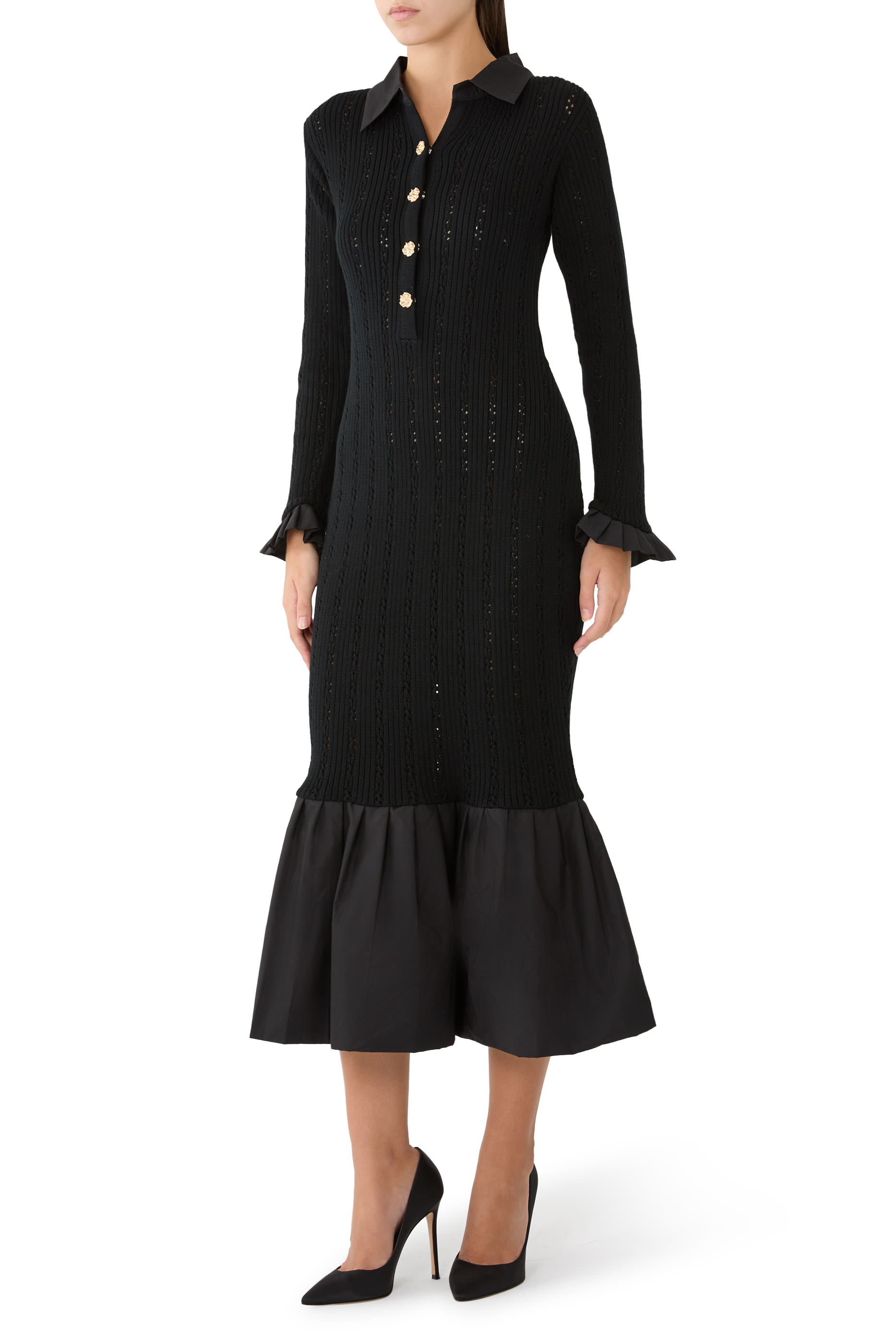 فستان كروشيه منسوج متوسط الطول