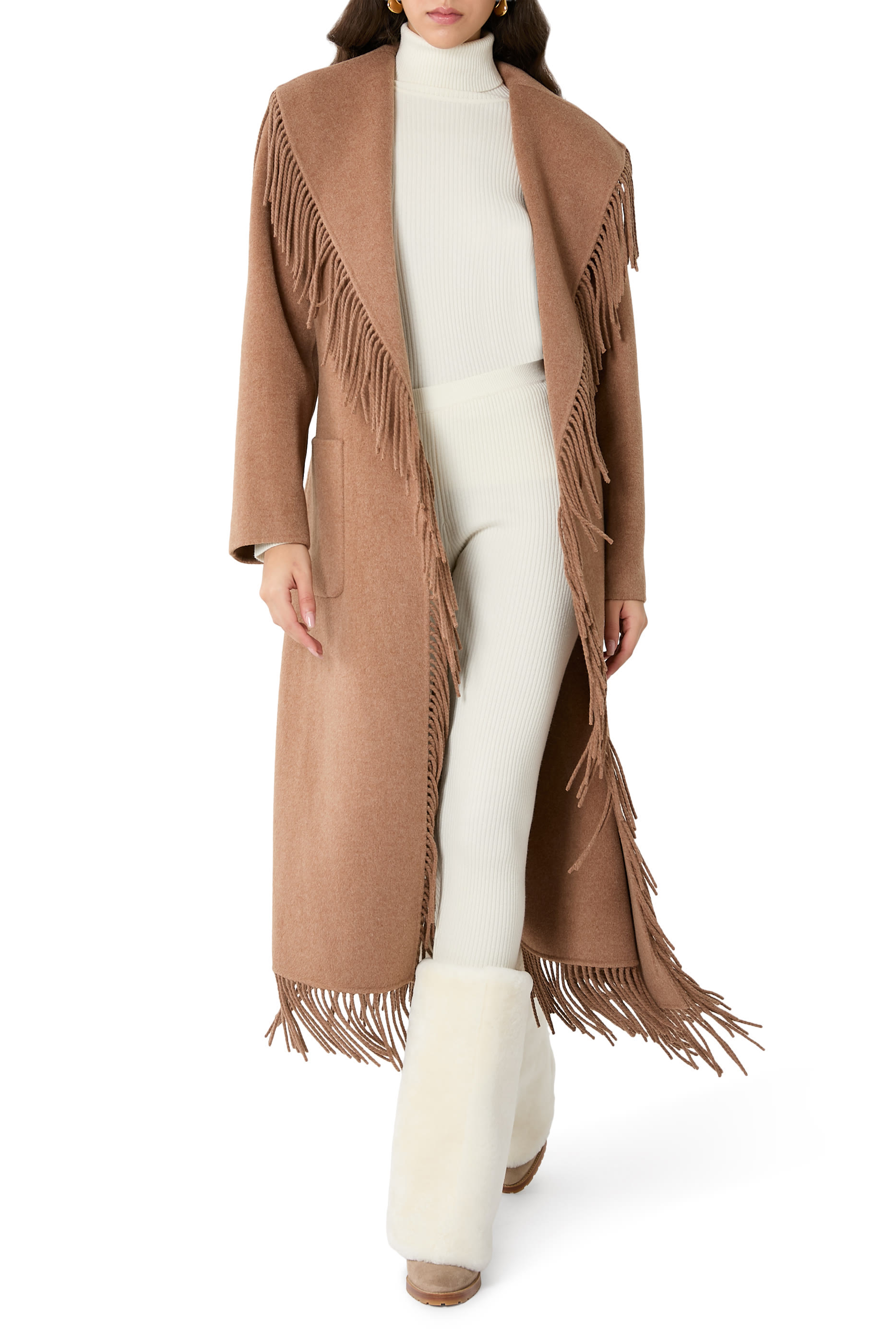 كنزة بياقة عالية مزيج كشمير وصوف