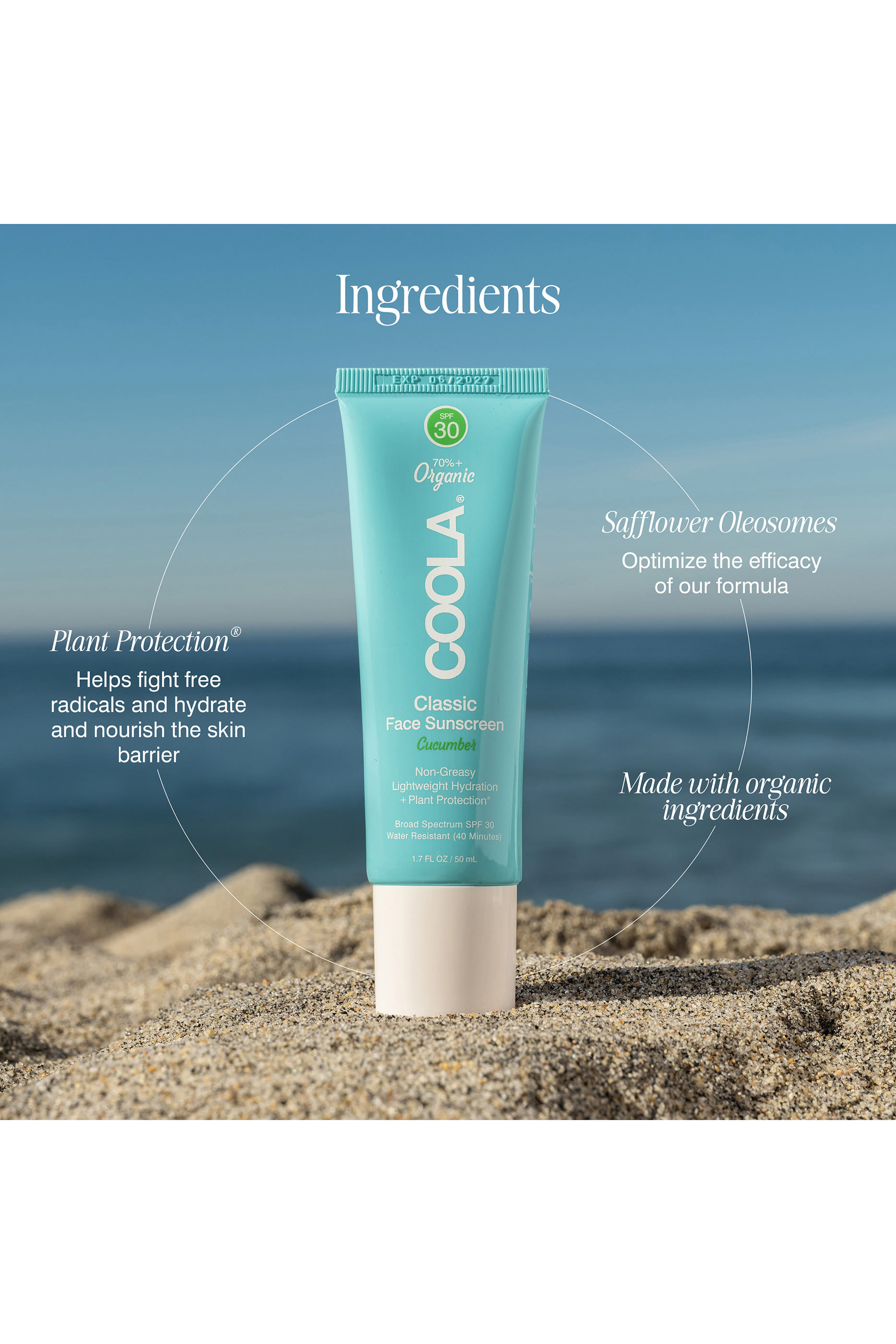 لوشن كلاسيك عضوي لحماية الوجه من الشمس بالخيار SPF30