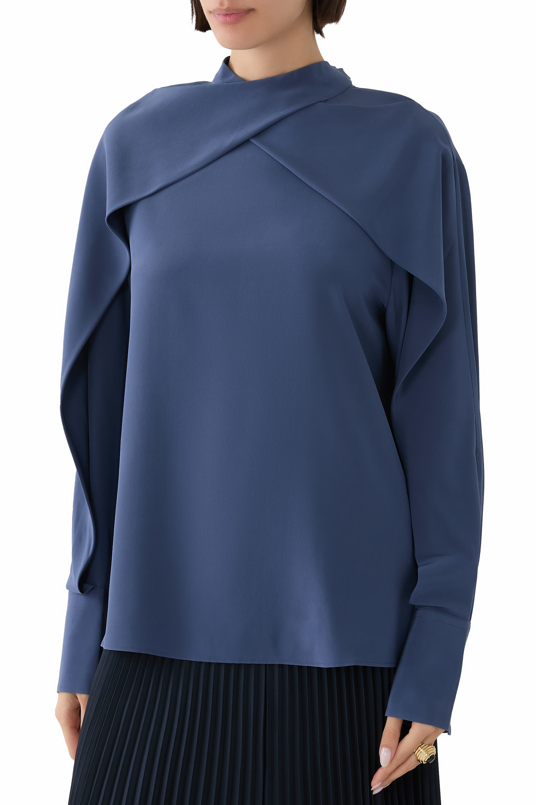 بلوزة بيلي حرير كريب صيني