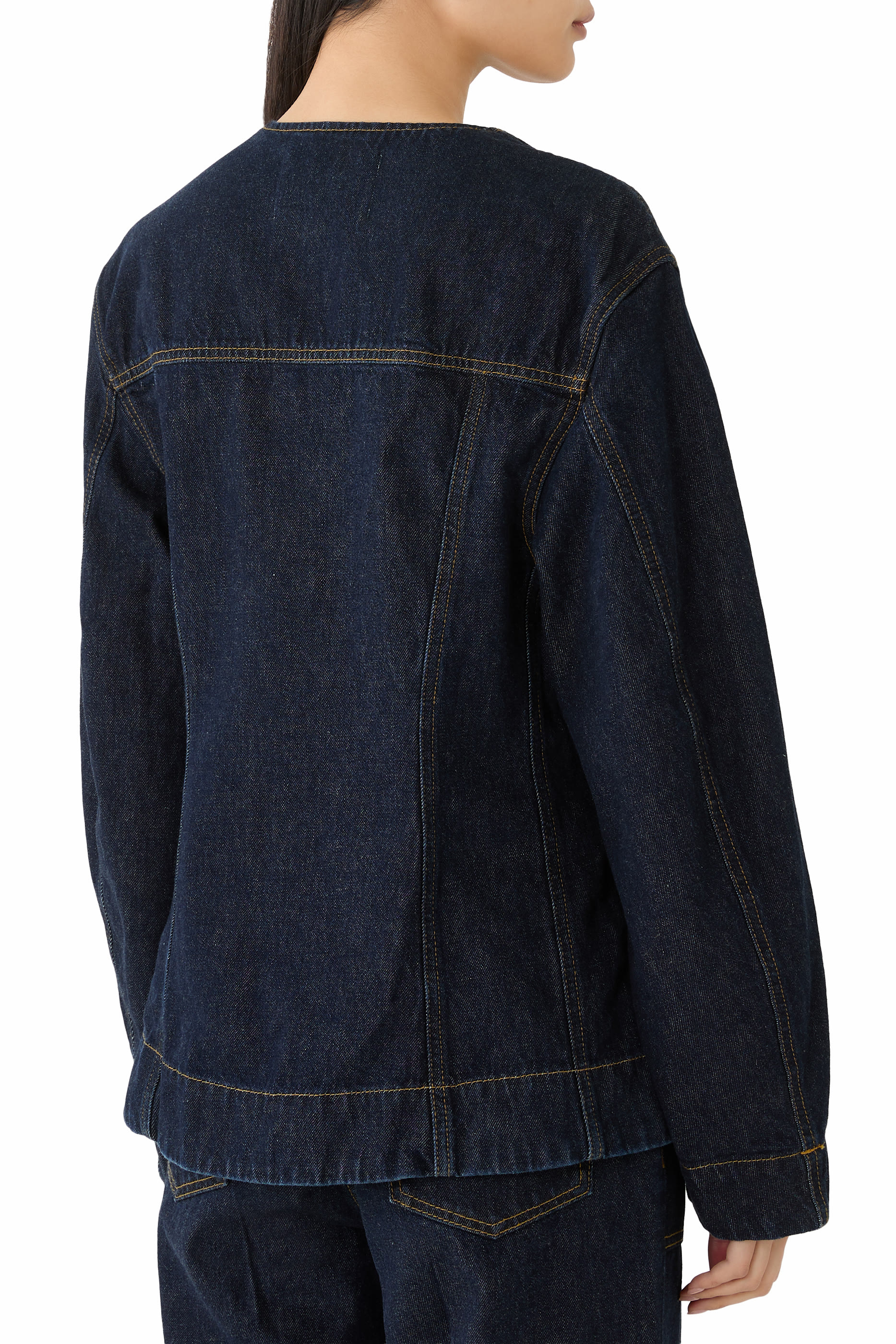 بليزر بياقة V دنيم