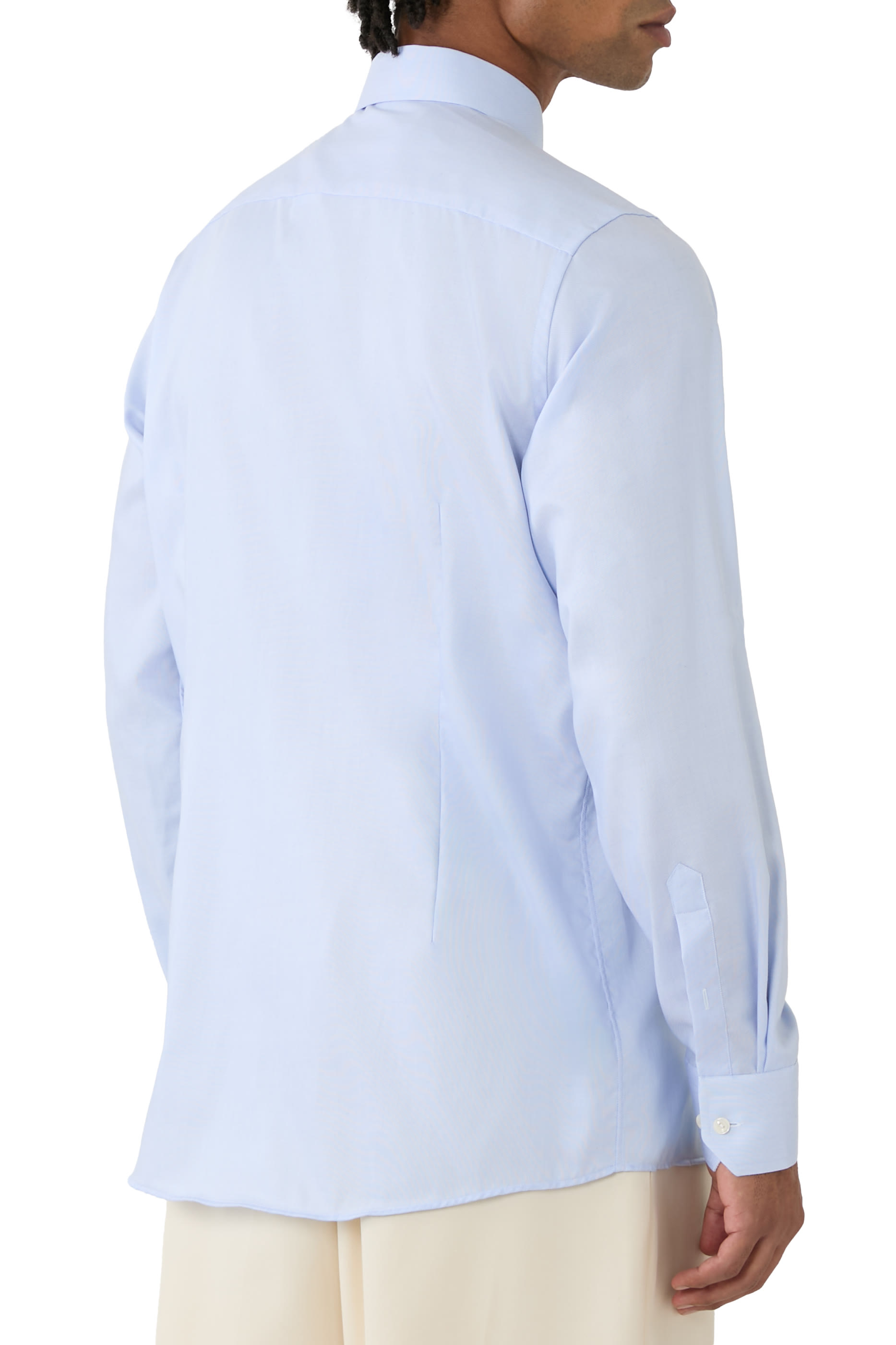 قميص شبه سادة تويل مميز للماركة