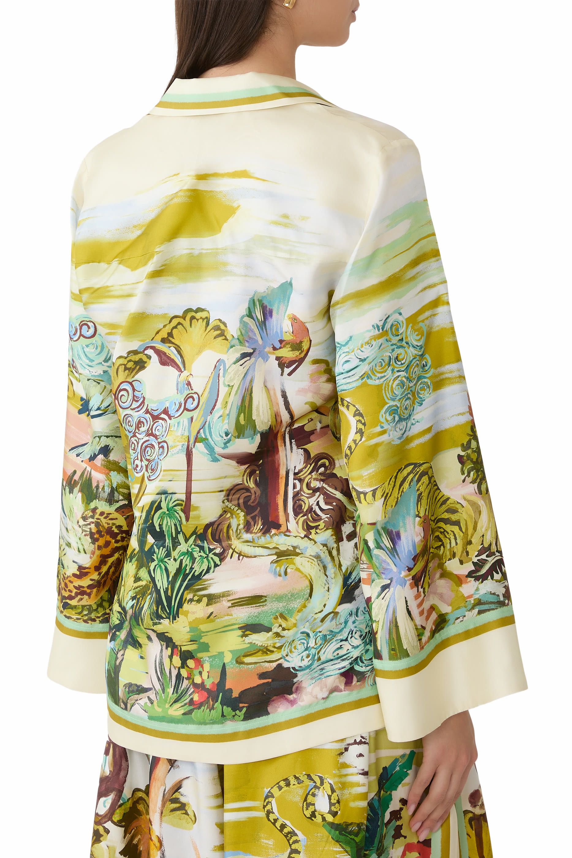 قميص بوجي بنقشة إستوائية حرير