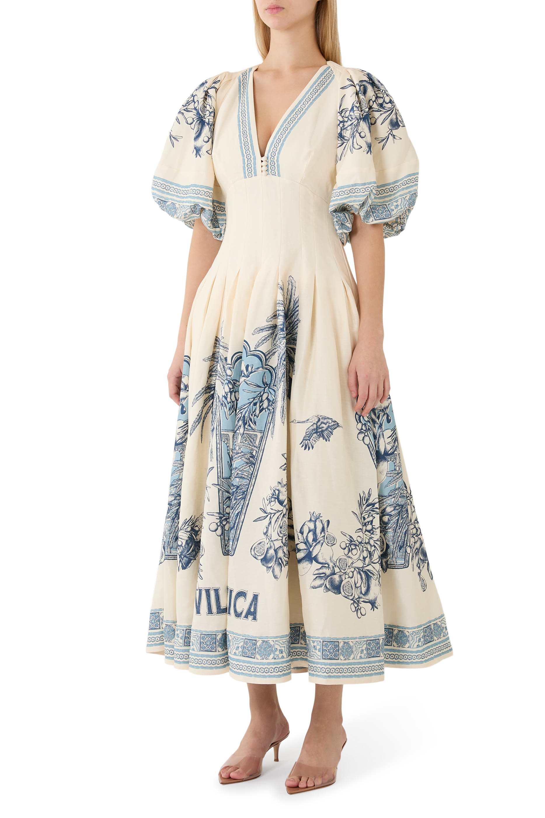 فستان رومانتيكا متوسط الطول بنمط مشد