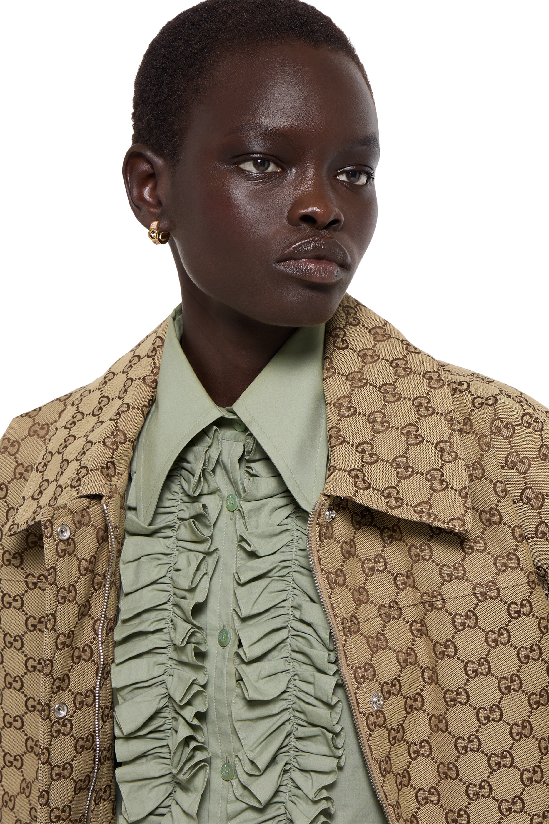 جاكيت بومبر قماش قنب بشعار الماركة