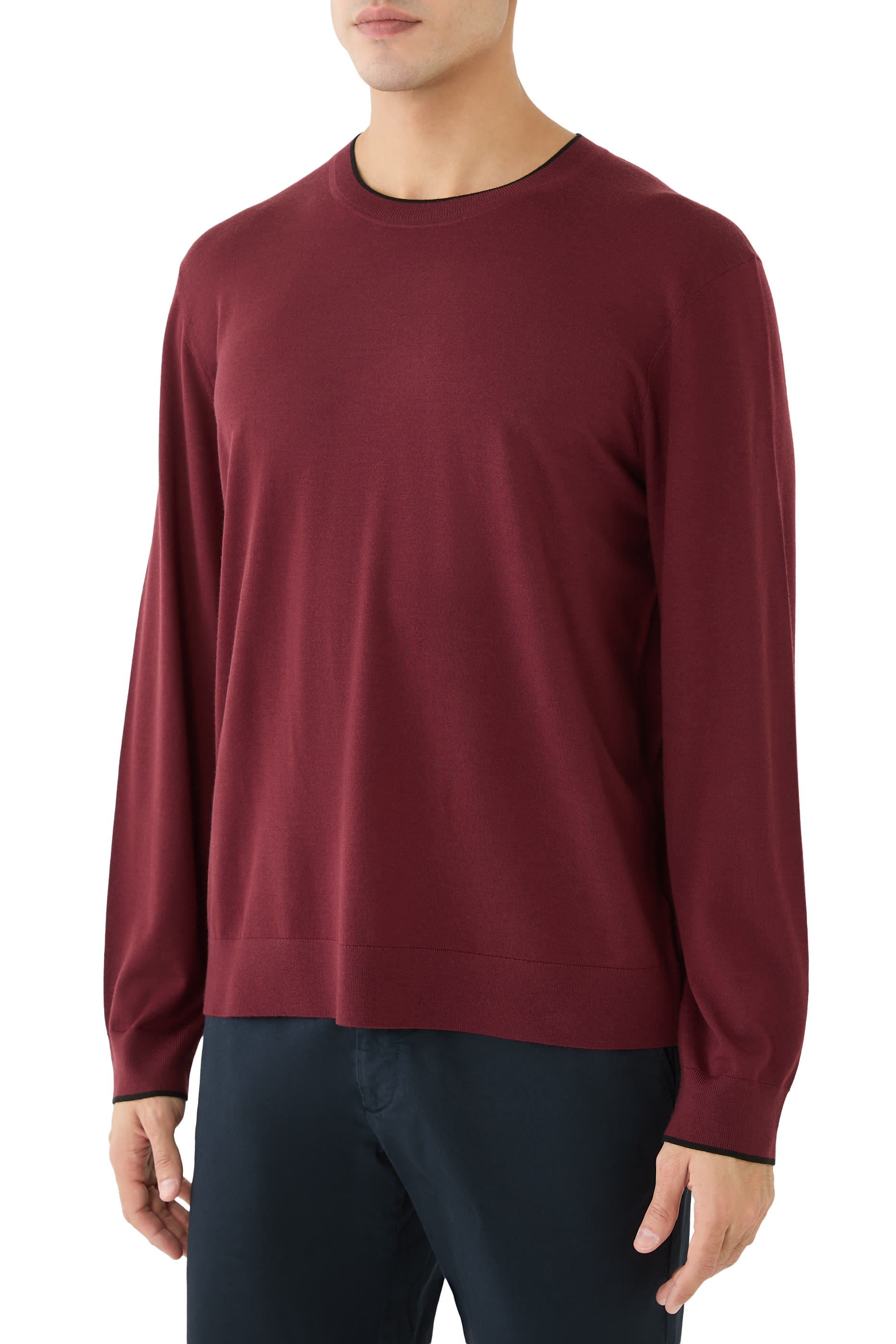 كنزة بياقة ضيقة قماش مضلع