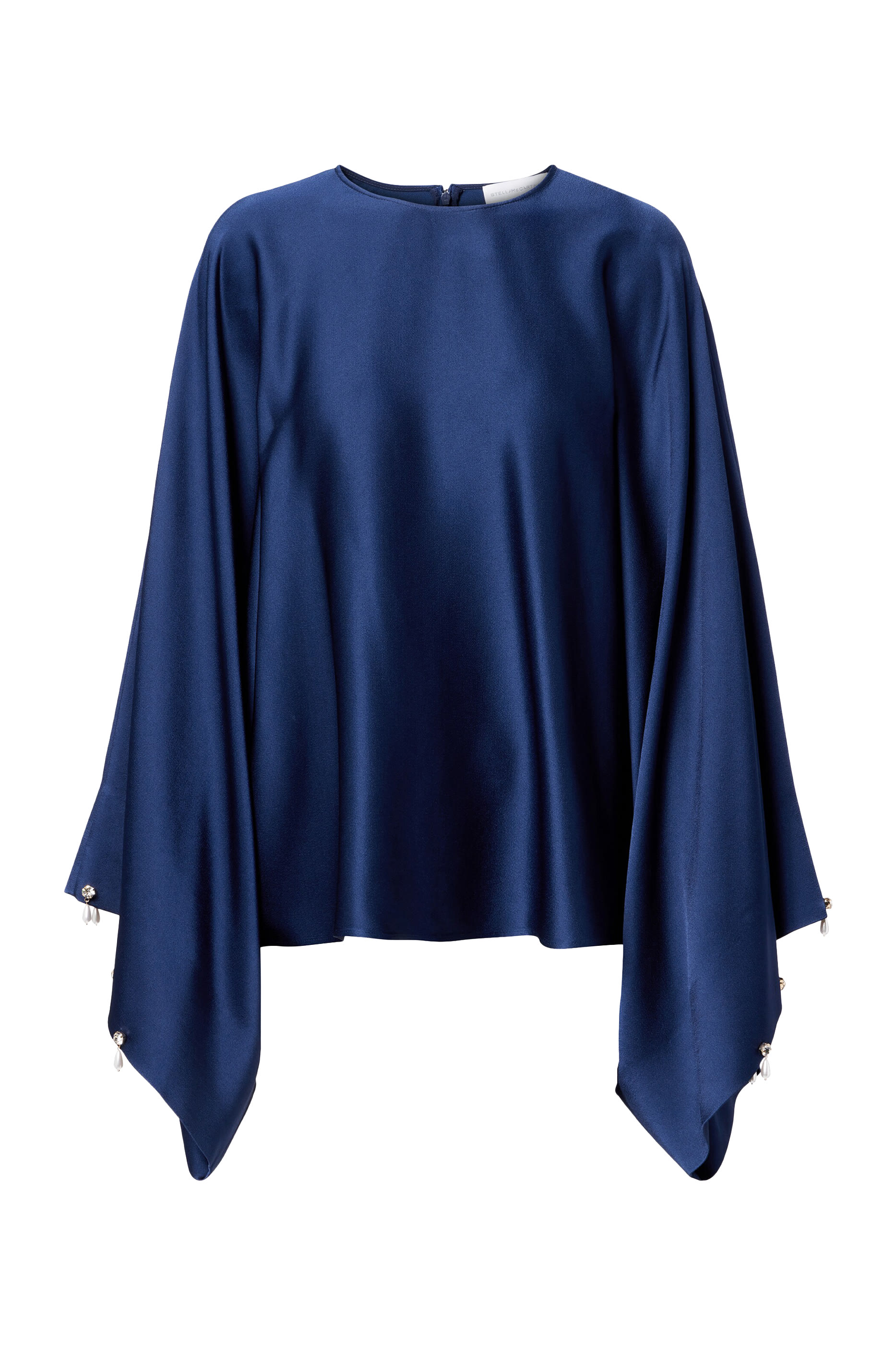 بلوزة مرصعة بلؤلؤ صناعي ساتان