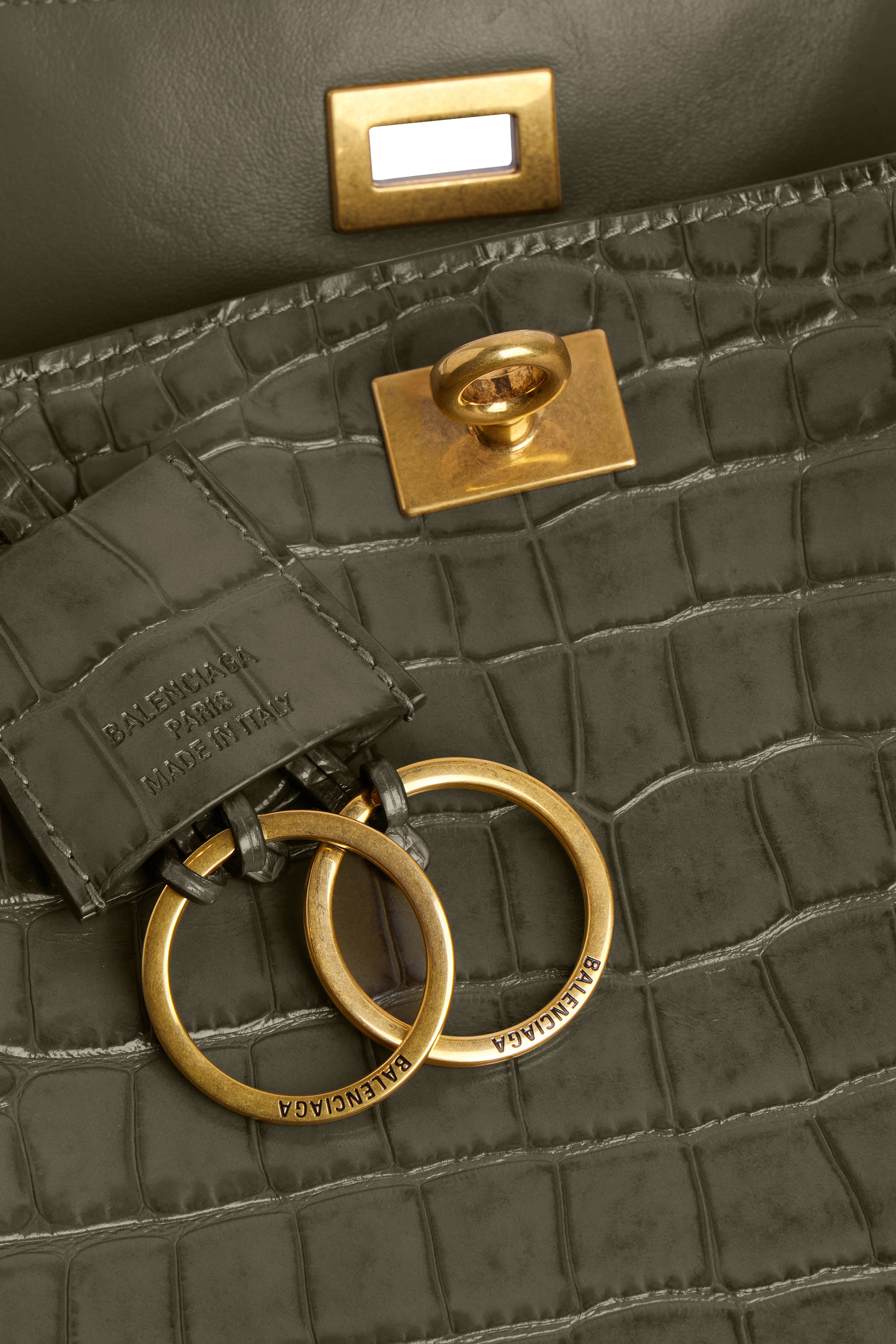 حقيبة يد روديو صغيرة بنقشة جلد التمساح