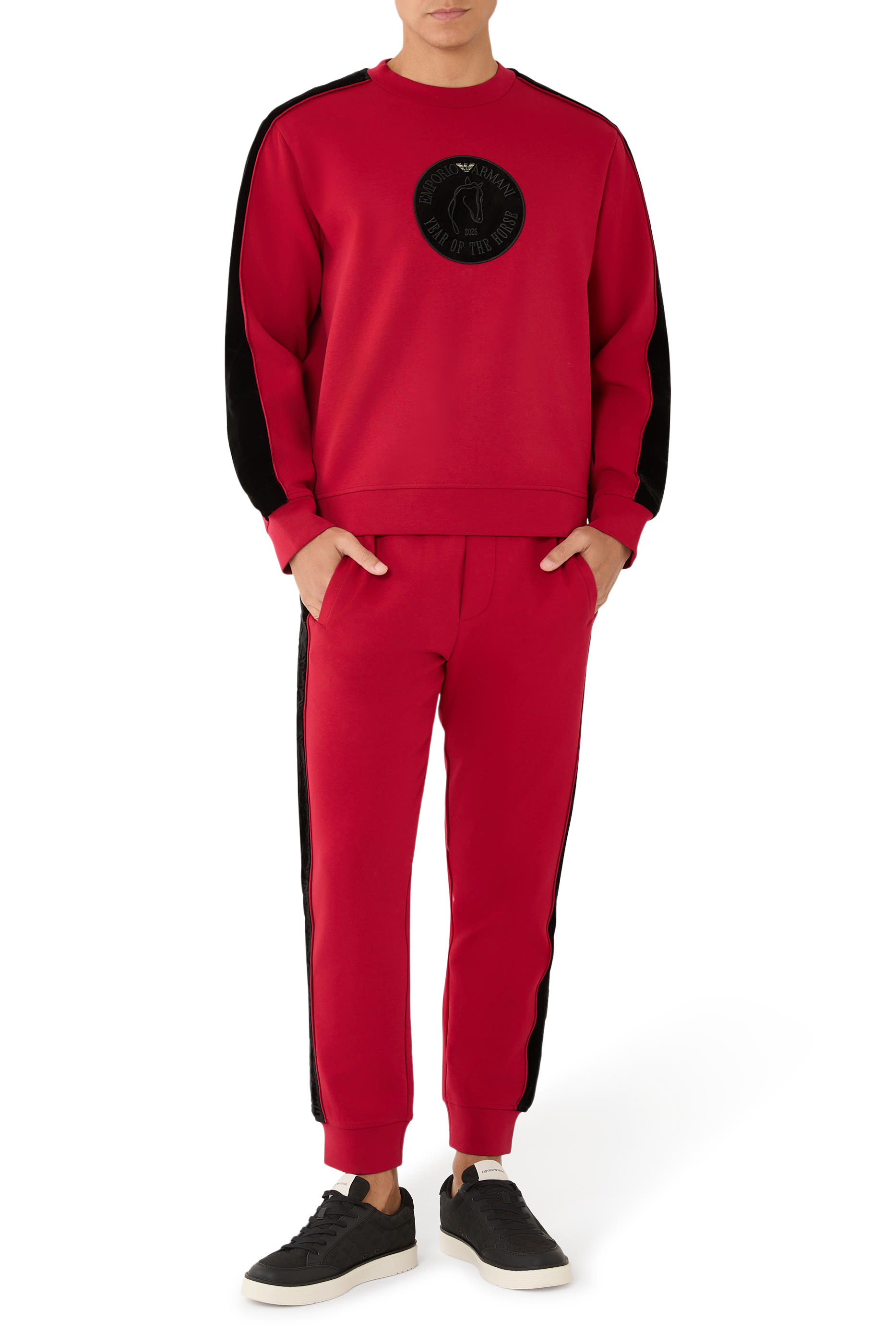 سويت شيرت بتطريز شعار الماركة كبير جيرسيه مزدوج للسنة الجديدة