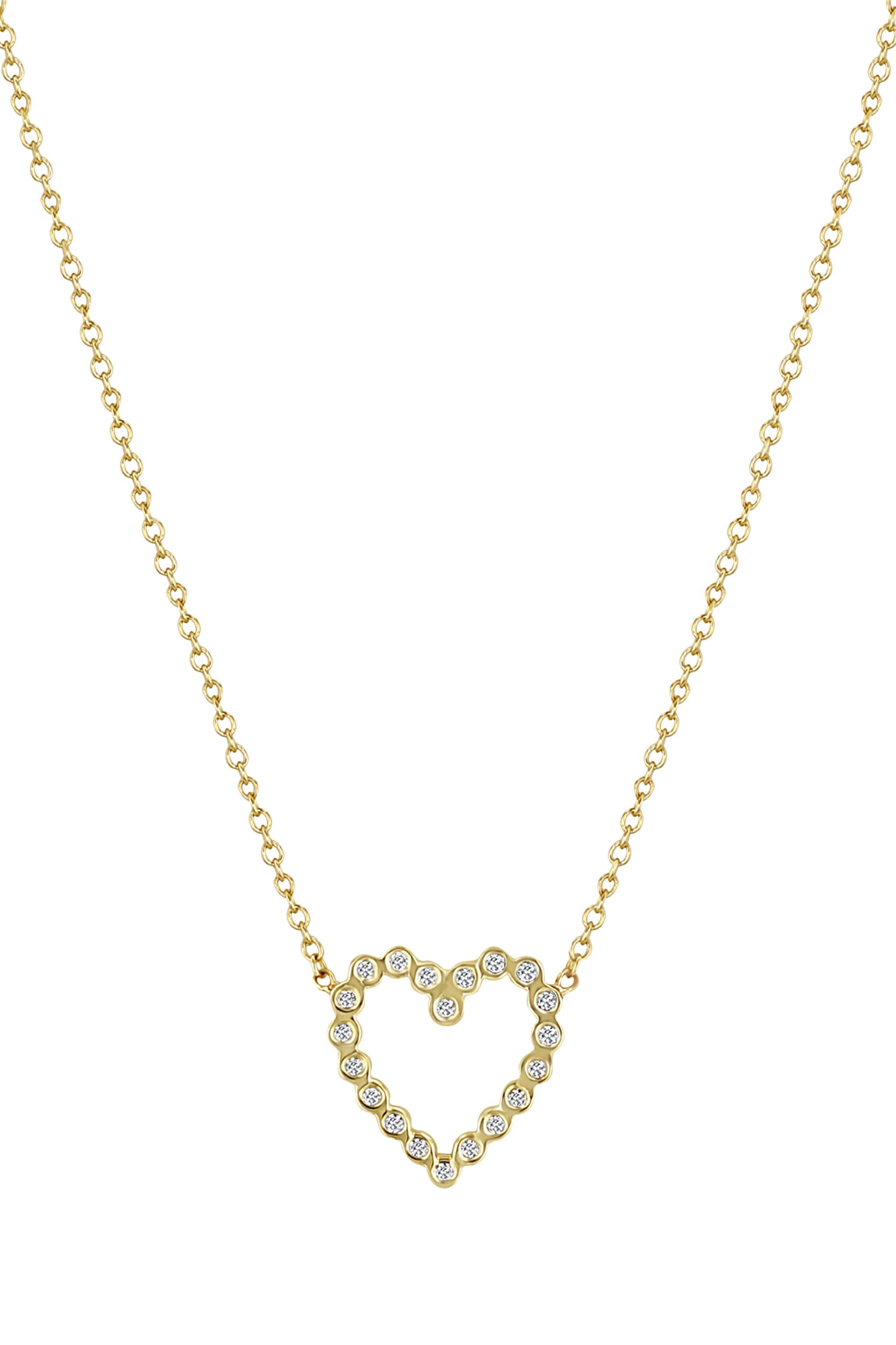قلادة بدلاية صغيرة بتصميم قلب مرصعة بالماس، ذهب أصفر عيار 14